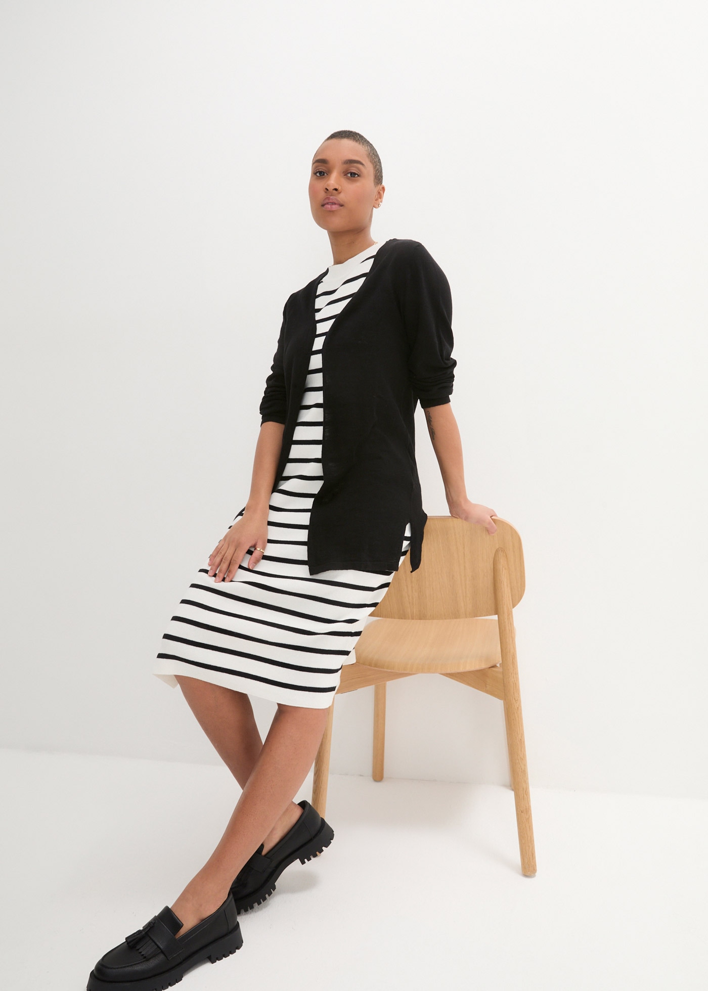 bonprix Strickjacke Strickjacke aus reiner Baumwoll-Slub Qualität