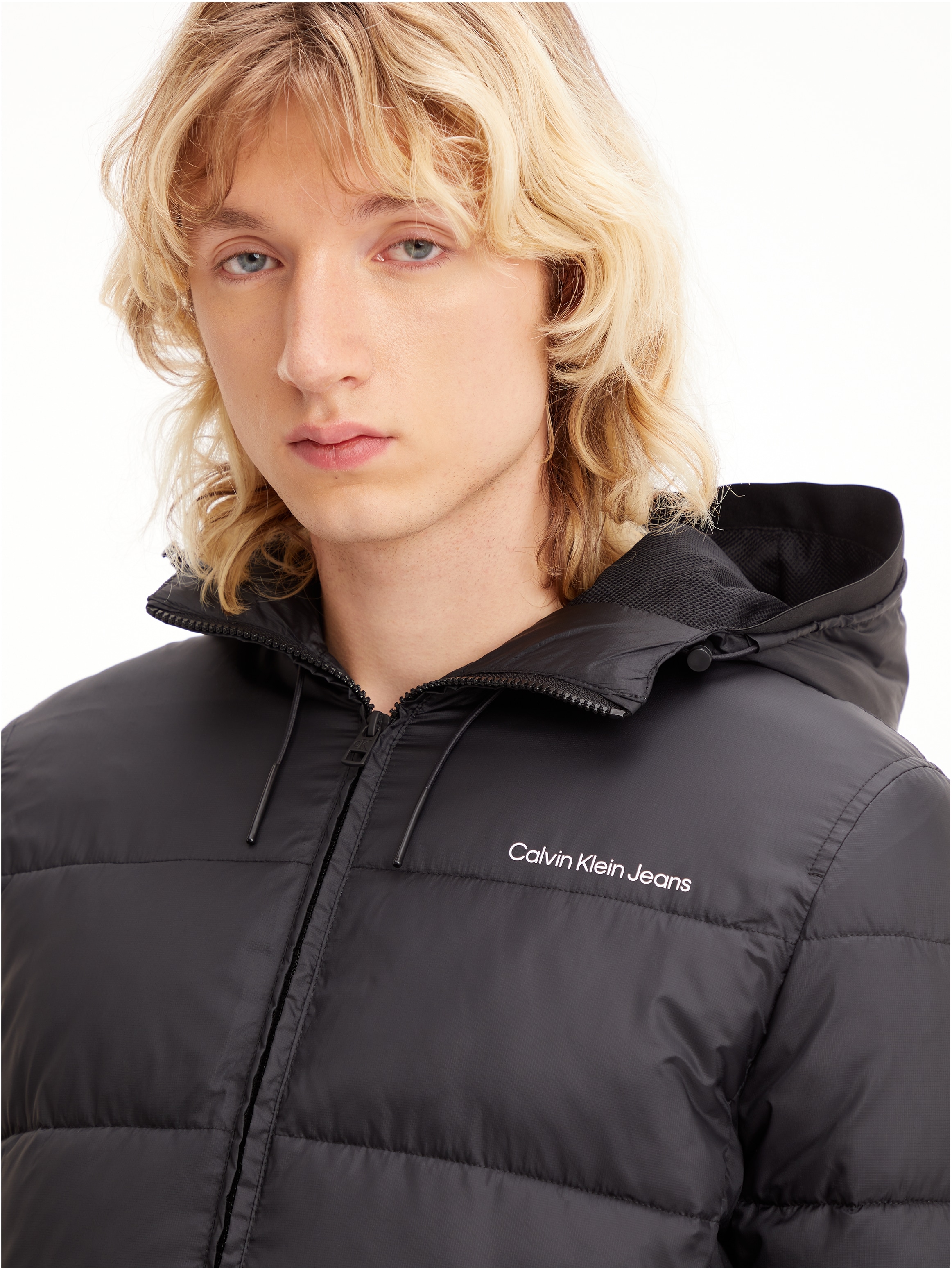 Calvin Klein Jeans Steppjacke »LOGO TAPE LW PADDED JACKET«, mit Kapuze