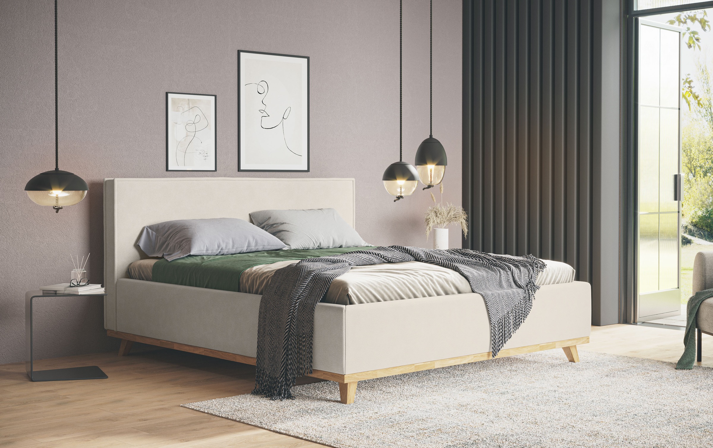 Polsterbett COTTA, B:191cm H:112cm L:222cmbeige, Betten, "MILLI I wahlweise mit Bettkasten", erhältlich in den Größen 160x200cm & 180x200cm