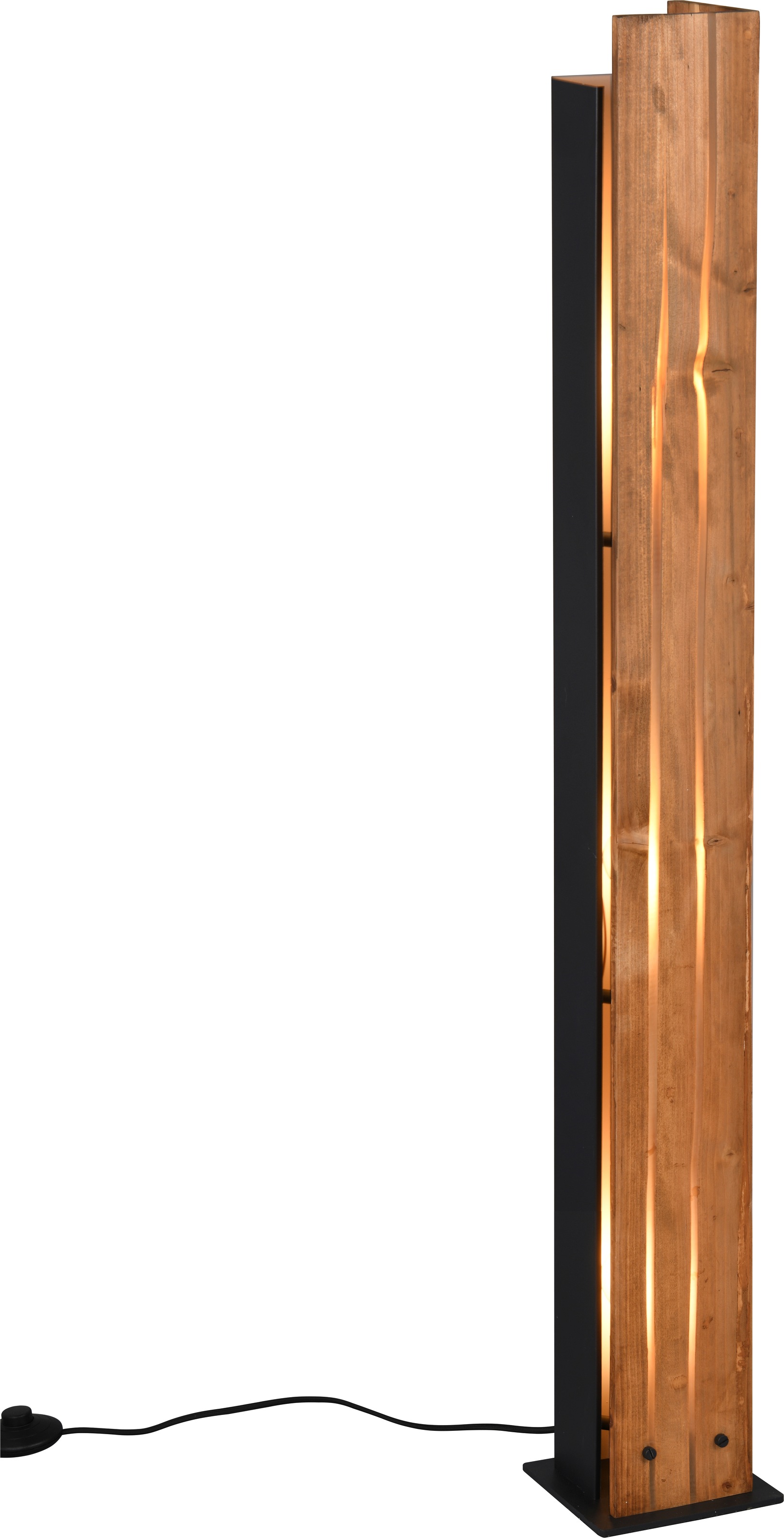 TRIO Leuchten Stehlampe »KARUNI, Stehleuchte aus Metall + Holz naturbelassen, indirektes Licht« E27 1 Stk. warmweiß - kaltweiß exkl 3x E27 max 10W, Höhe 121 cm Holz Stehleuchte Wohnzimmer