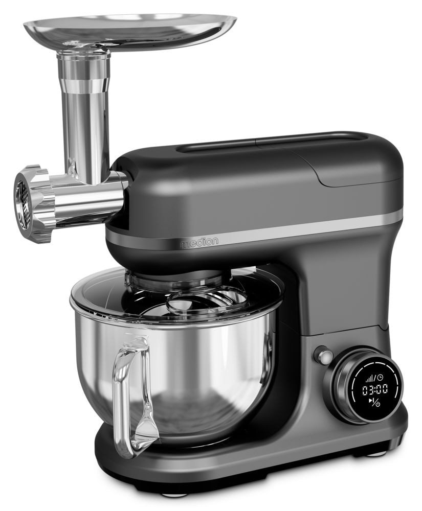 Medion® Küchenmaschine »MD 18430, 8 Geschwindigkeitsstufen, Impulsfunktion, 5L Rührschüssel«, Mit umfangreichem Zubehör-Set, Mixeraufsatz, Fleischwolf-Aufsatz