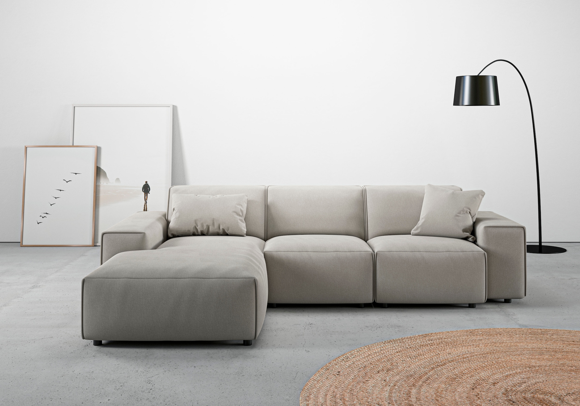 Home affaire Ecksofa "Glimminge L-Form auch in Breitcord, Feincord + Easy care-Bezug," Breite 264, Zierkissen