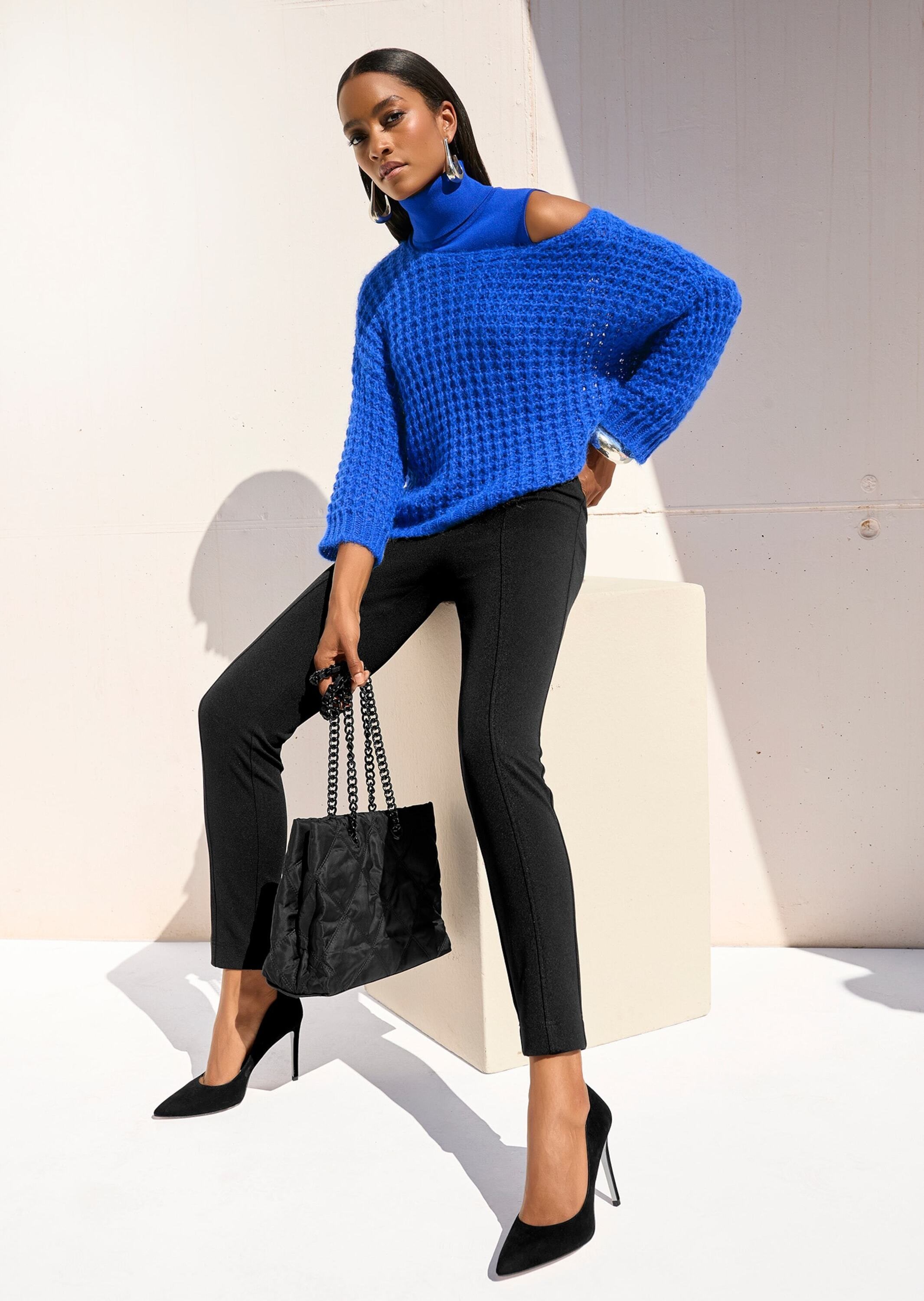 MADELEINE Longpullover »Pullover Boxy-Strickpullover mit Ajour-Design«