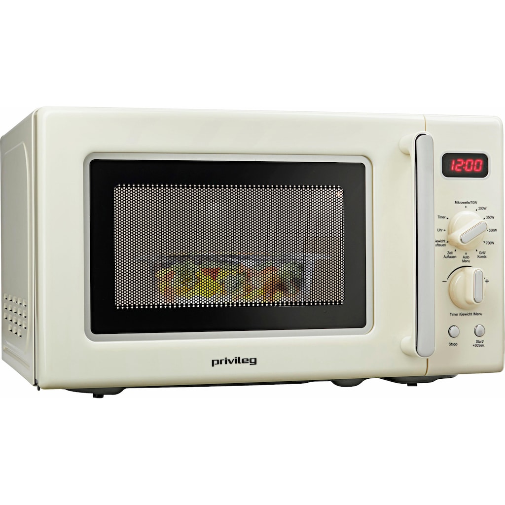 Privileg Mikrowelle »670559«, Grill, 700 W, im Retro-Design, 8 Automatikprogramme, beige