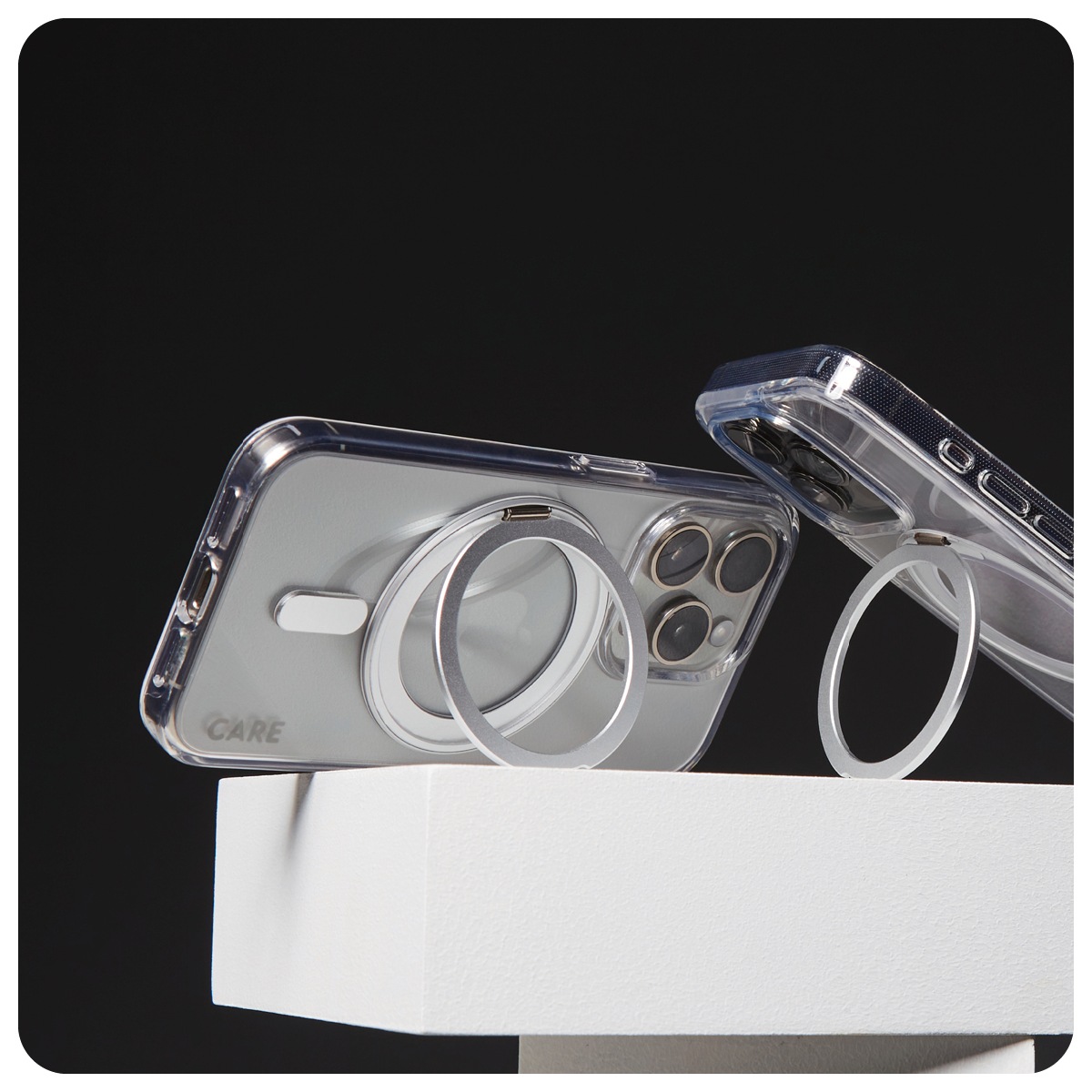 CARE by PanzerGlass Handyhülle »Feature Silver Kickstand MagSafe Apple iPhone 16 Pro Max«, Backcover, Schutzhülle, Handyschutzhülle, Case, Schutzcase, stoßfest