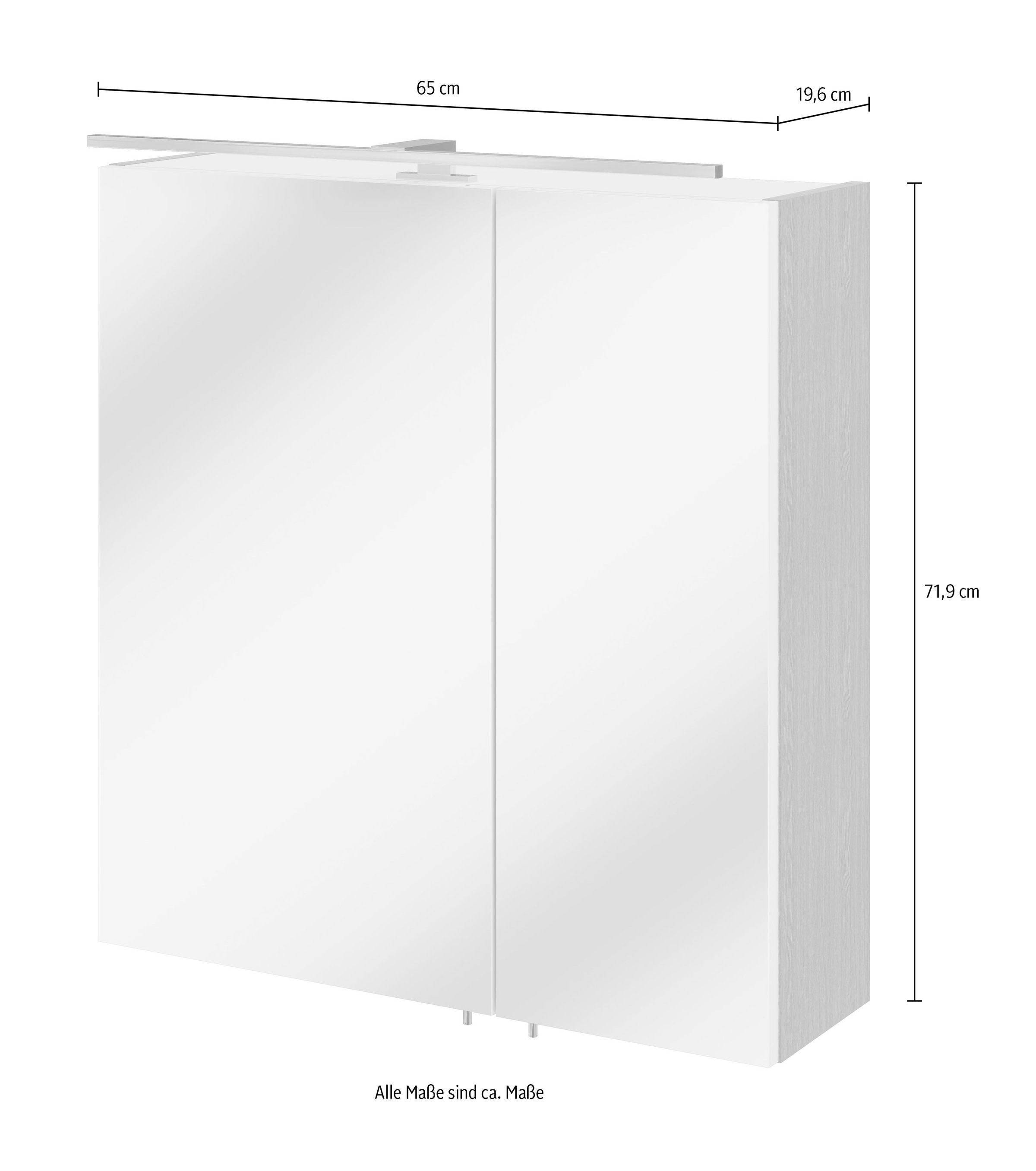 OPTIFIT Spiegelschrank »Hallig« Breite 65 cm, schnelle Montage mit OPTIsnap