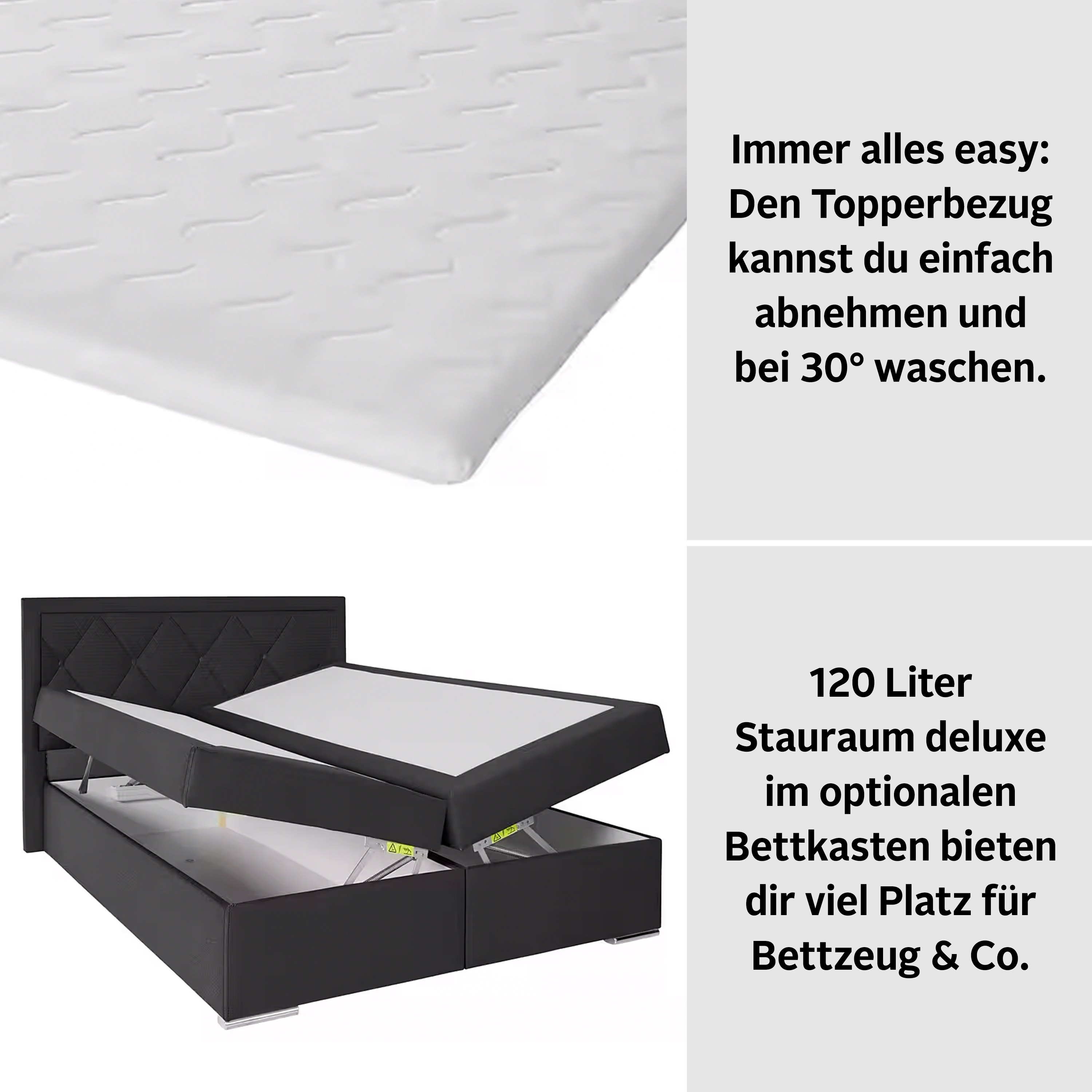 Thumbnail - Leonique Boxbett "Alfie, Bestseller, wahlweise mit Bettkasten", mit Knopfheftung im Kopfteil, H2, H3 und H4 wählbar