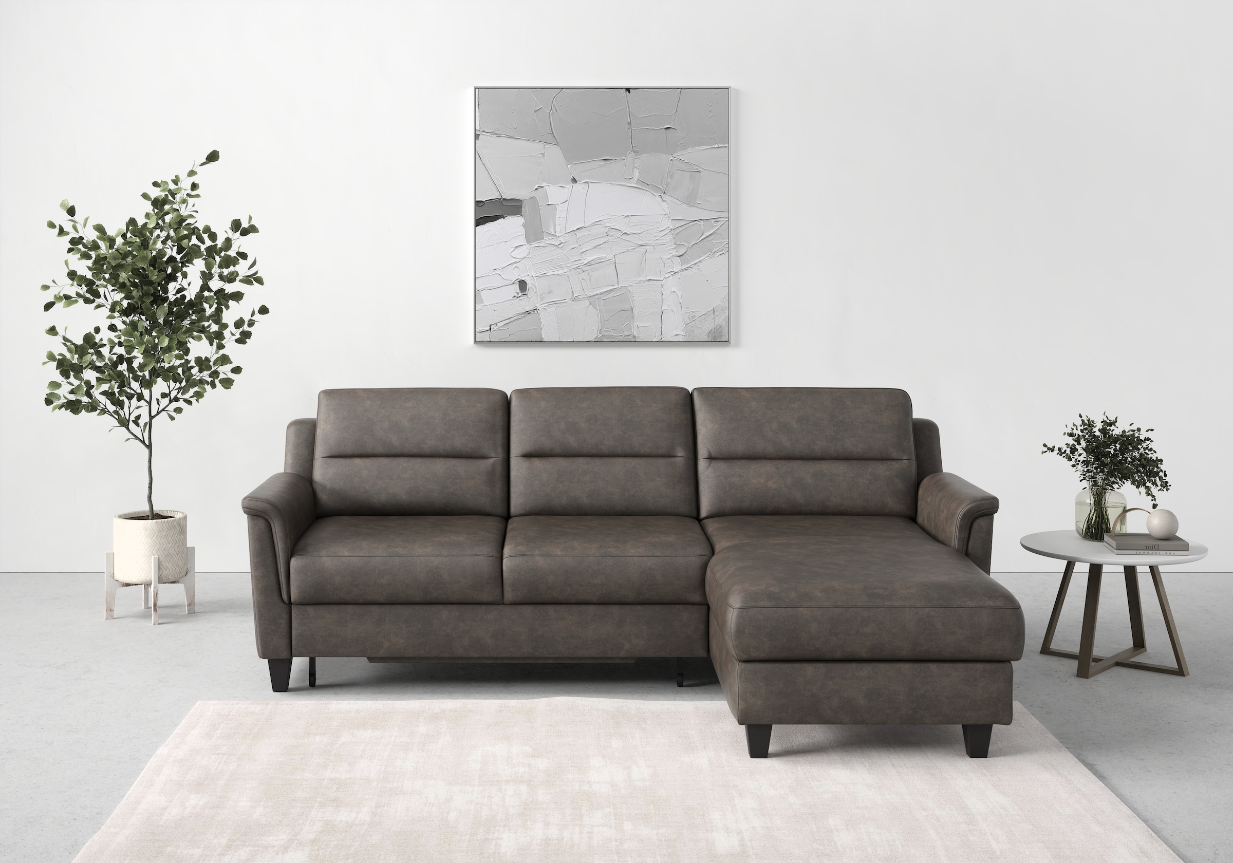 sit&more Ecksofa »Farö L-Form«, inklusive Federkern, wahlweise mit Bettfunktion und Bettkasten