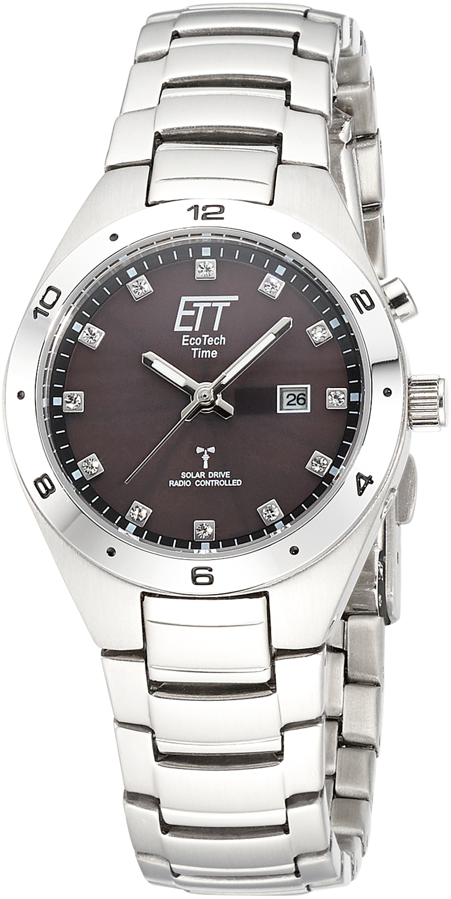 ETT Funkuhr »Altai, ELS-11442-21M«, Armbanduhr, Damenuhr, Solar, Datum