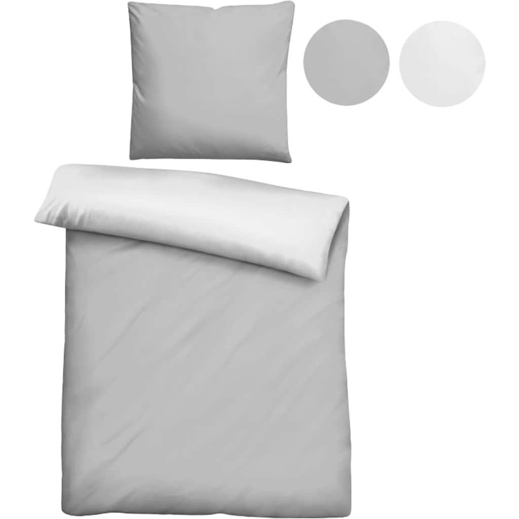 Castell Wendebettwäsche »Uni-Microfaser-Satin«, (2 tlg.), hautsympathische Microfaser Satin Qualität, 100% Polyester, Bett- und Kopfkissenbezug mit Reißverschluss, pflegeleicht, mit feinem Glanz, samtig weicher Stoff