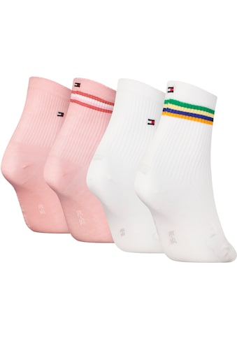 Kurzsocken, (4 Paar), mit Streifen und Flag-Label