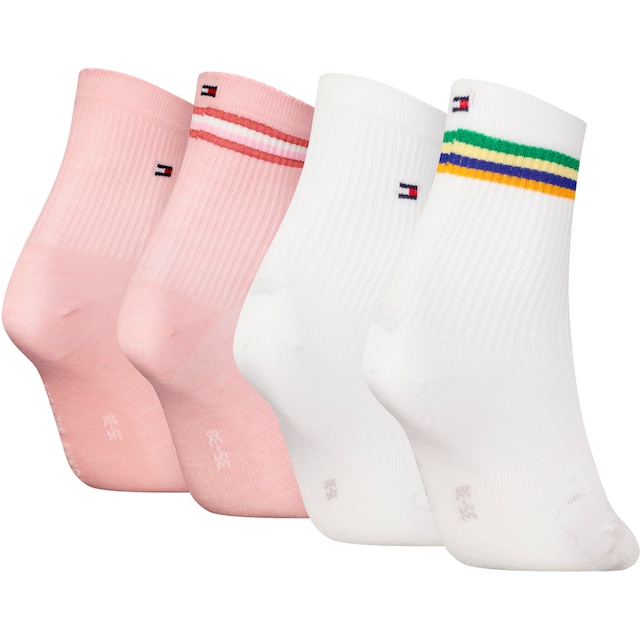 Tommy Hilfiger Kurzsocken, (4 Paar), mit Streifen und Flag-Label | BAUR