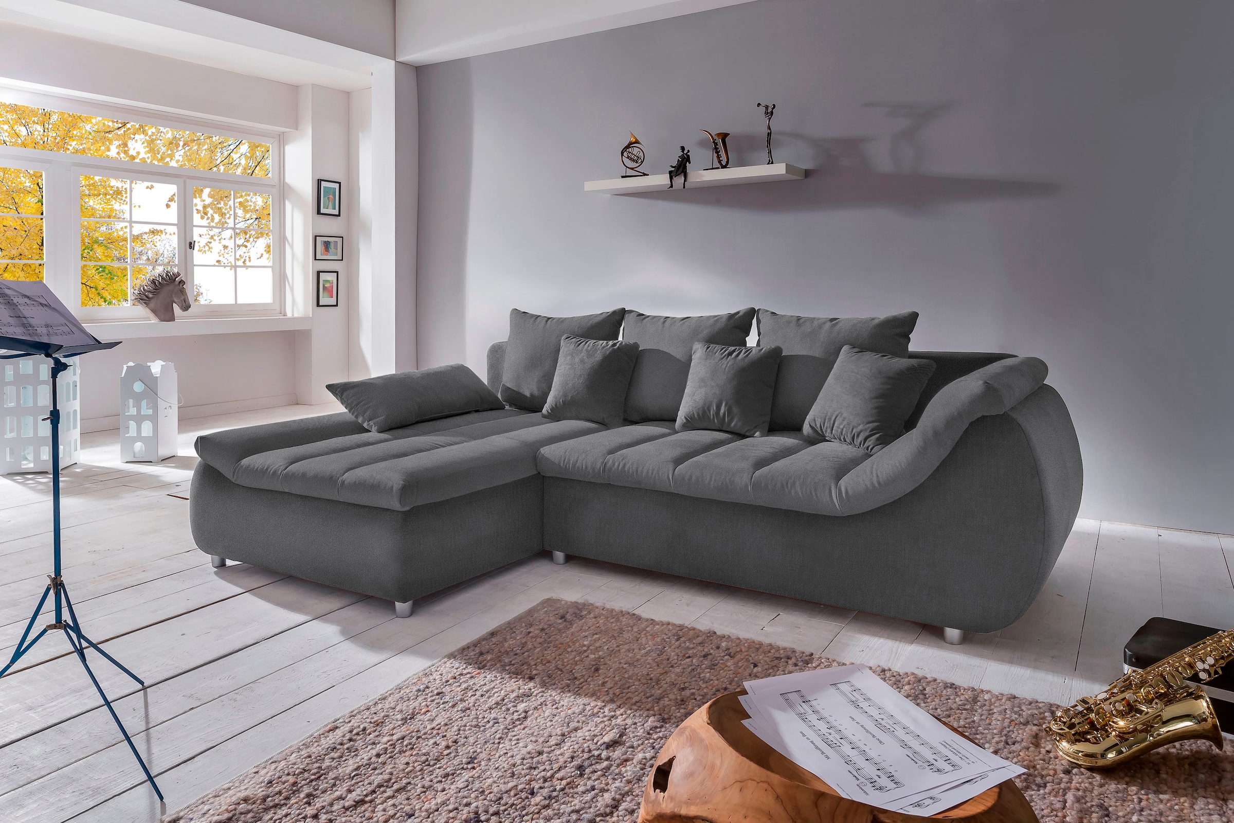 Home affaire Ecksofa "Imola, bequem, aktuelle Steppung im Sitz, L-Form, Breite 270cm" wahlweise mit Bettfunktion, OTTOs Choice