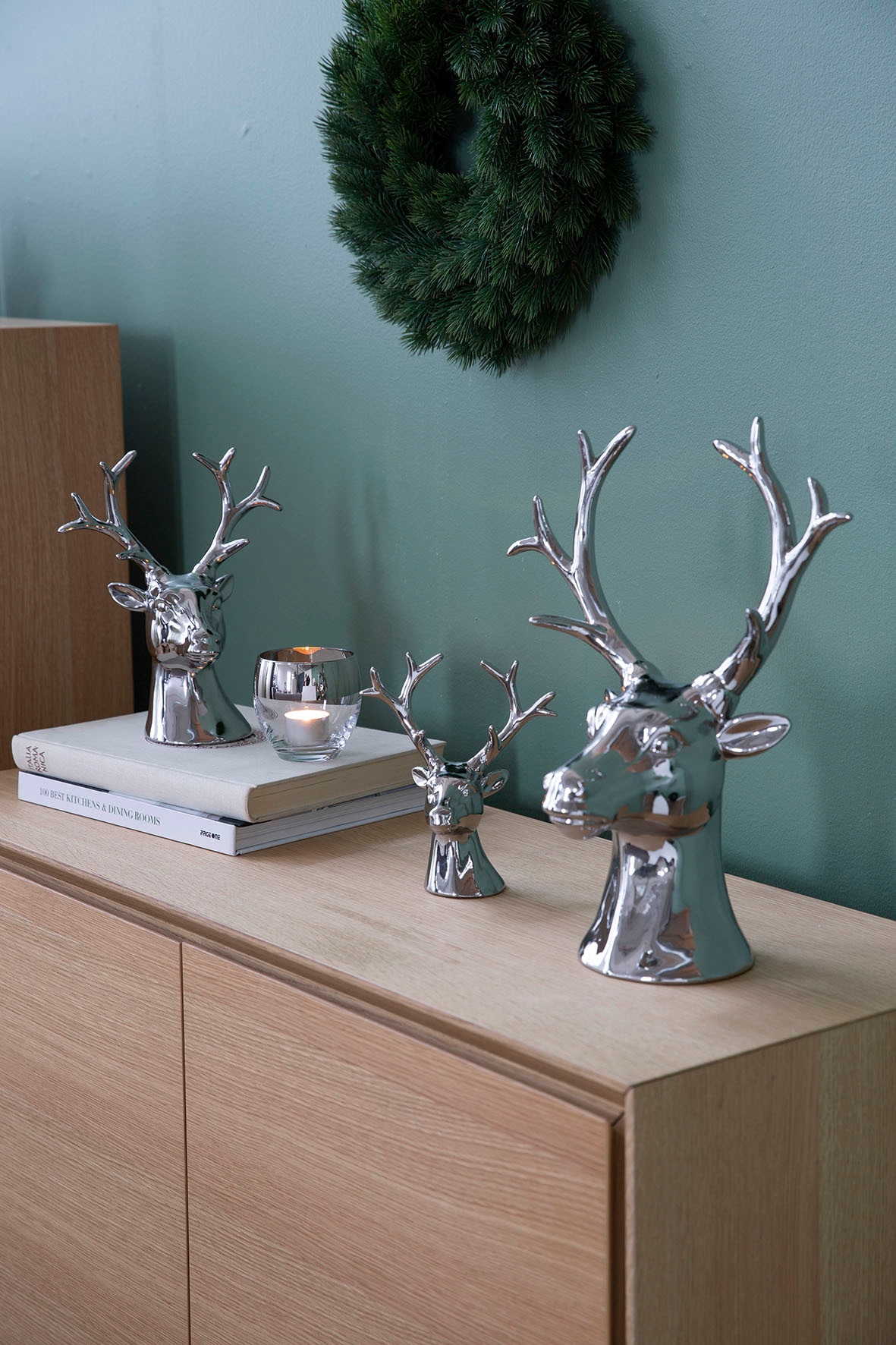 Fink Weihnachtsfigur »Hirschkopf, REMO«, Tierfigur, Weihnachtsdeko aus Keramik, Höhe ca. 25 cm