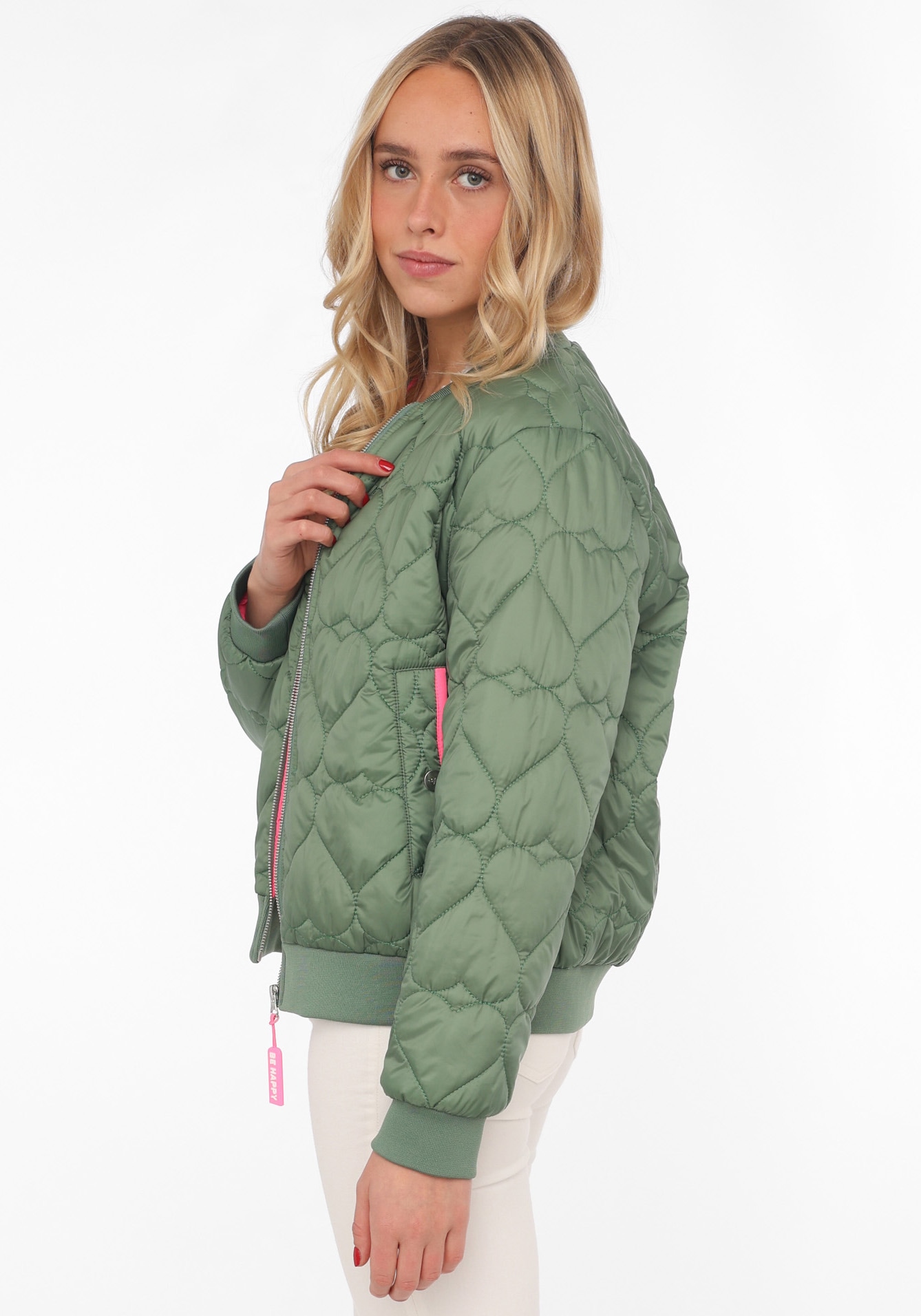 Zwillingsherz Bomberjacke »"Be Happy"«, ohne Kapuze, modisch, Kontrastdetails, regular fit, langärmelig, mit Herzsticker