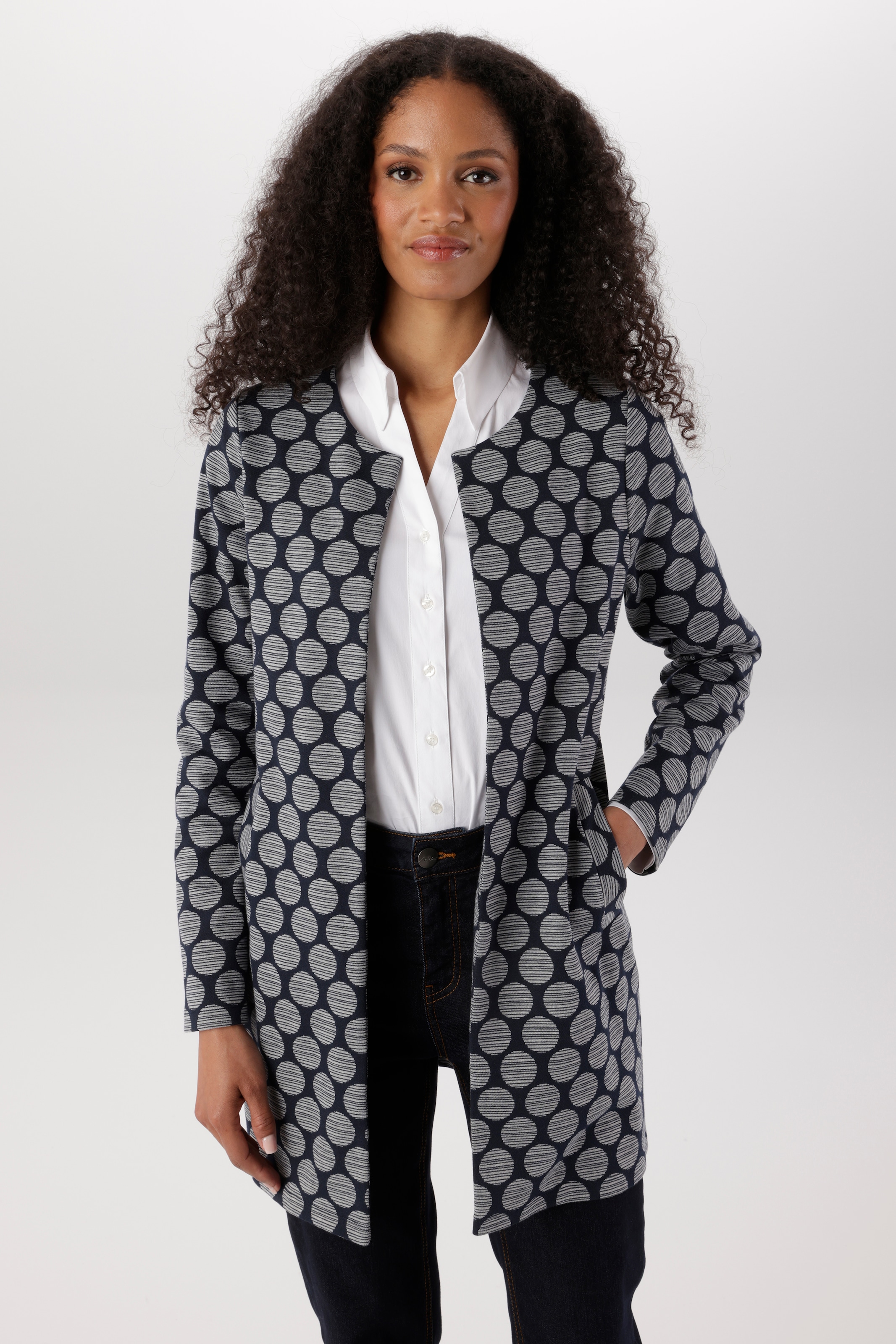 Aniston SELECTED Longblazer in modischer Länge und mit gestreiften Punkten - NEUE KOLLEKTION