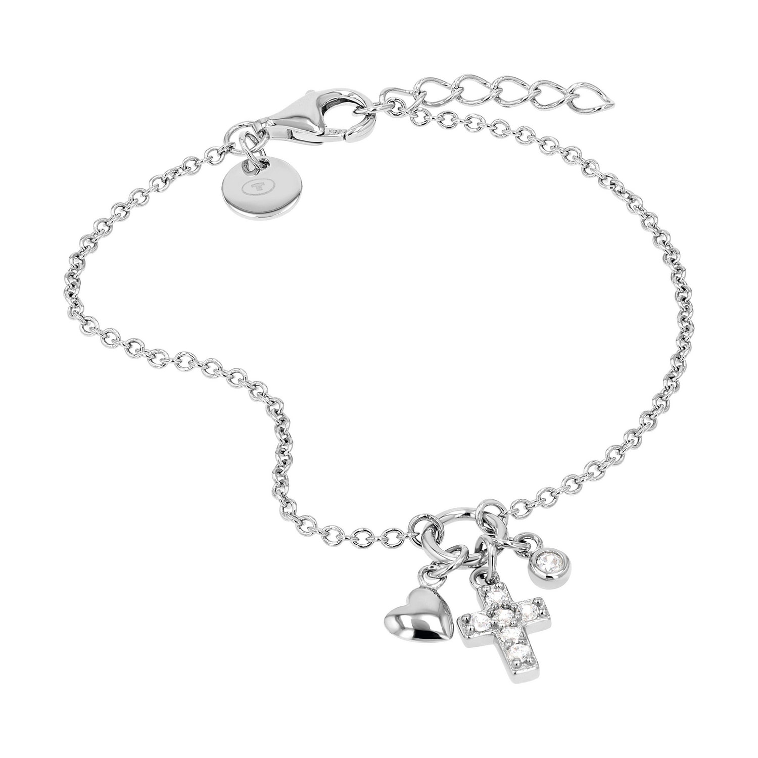 TOM TAILOR Silberarmband »Kreuz-Optik, Herz« mit Zirkonia (synth.)