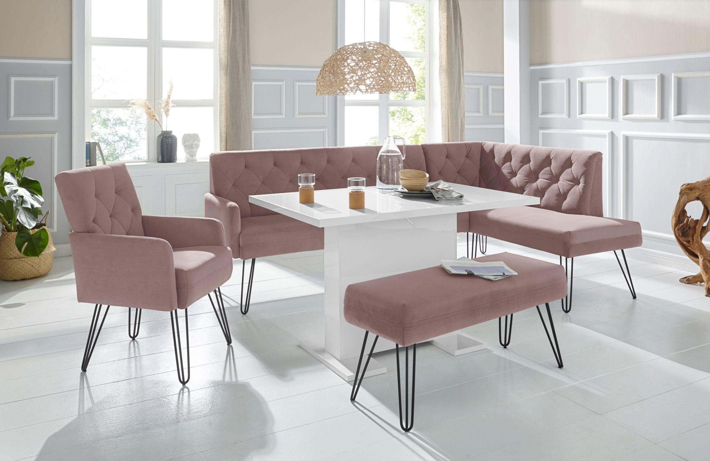 exxpo - sofa fashion "Doppio, Chesterfield Optik, komfortabel und bequem, hohe Designfüße" Frei im Raum stellbar