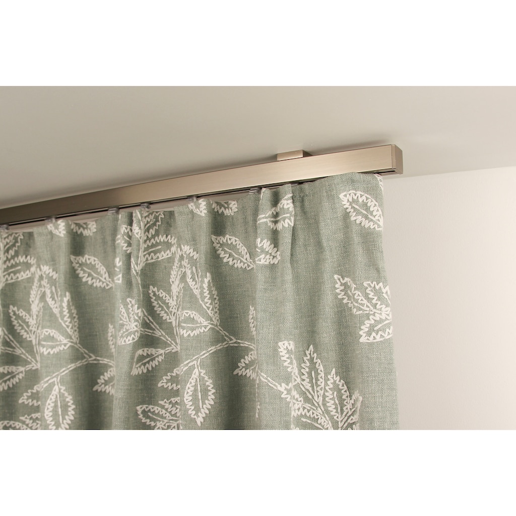 GARESA Gardinenstange »Nora«, 1 läufig-läufig, Wunschmaßlänge, Vorhanggarnitur, einfache Montage an die Decke, verlängerbar, Kappe