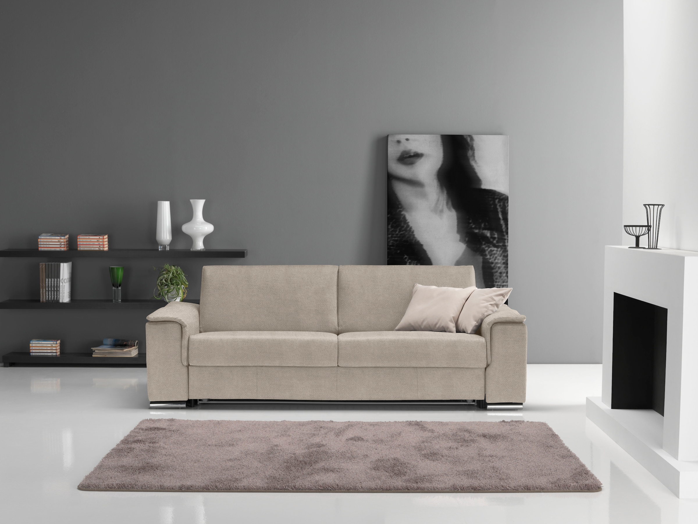 Egoitaliano 2,5-Sitzer "Cecilia, modern & elegant, erstklassiger Sitzkomfort, Breite 234cm" mit verchromten Metallfüßen