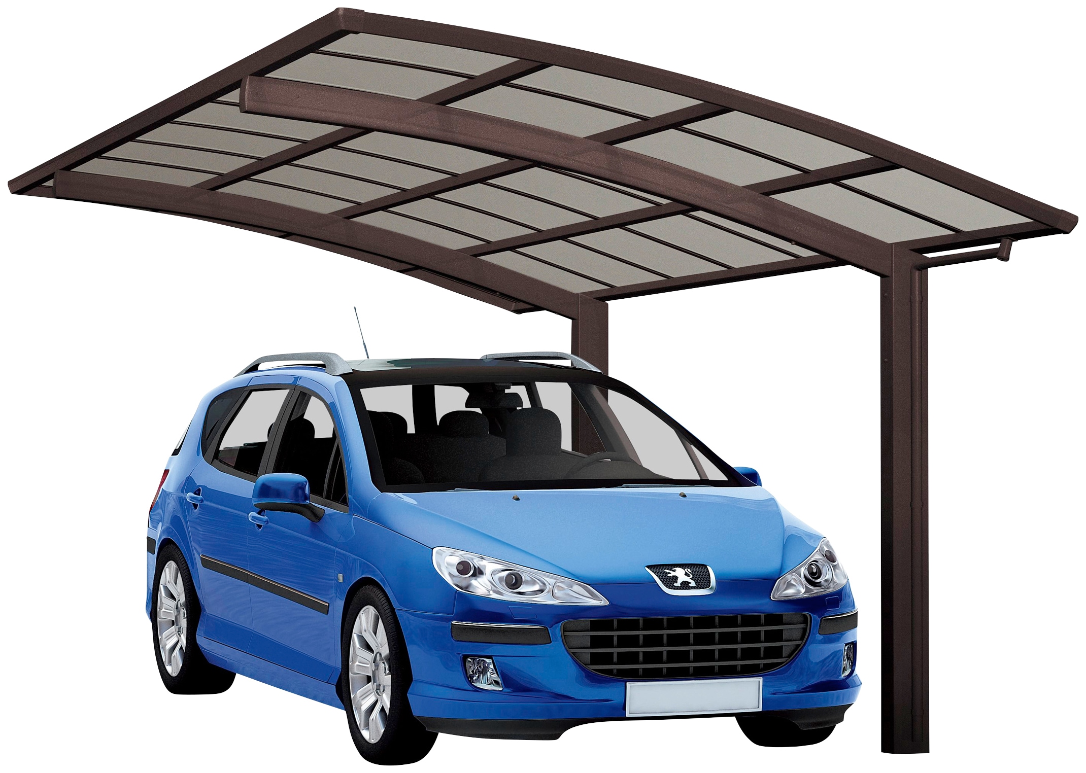 Ximax Einzelcarport "Portoforte Typ 80 Sonderlänge/Breite XS-mattbraun", Aluminium, 225 cm, braun, Aluminium