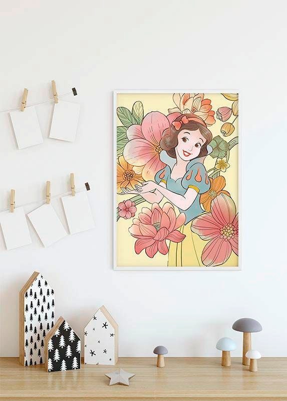 Komar Bild »Snow White Flowers« Disney 1 Stk. tlg. Wandbild zur Dekoration im Kinderzimmer - ohne Rahmen