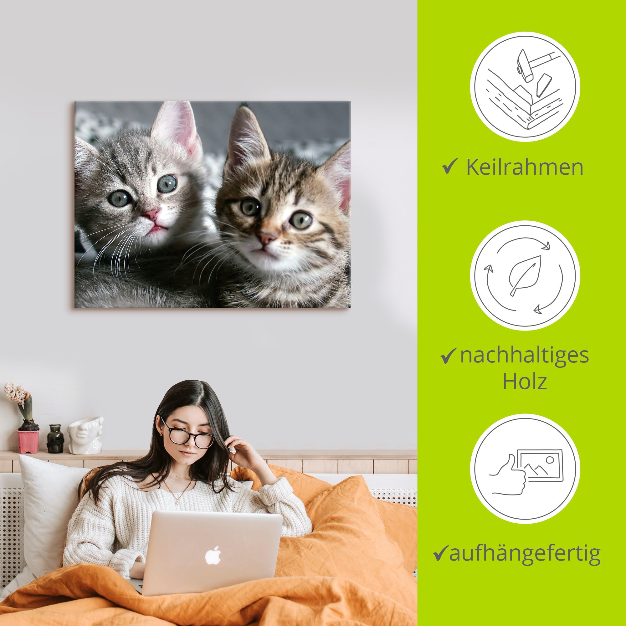 Artland Wandbild »Katze«, Haustiere, (1 St.), als Alubild, Outdoorbild, Leinwandbild, Poster, Wandaufkleber