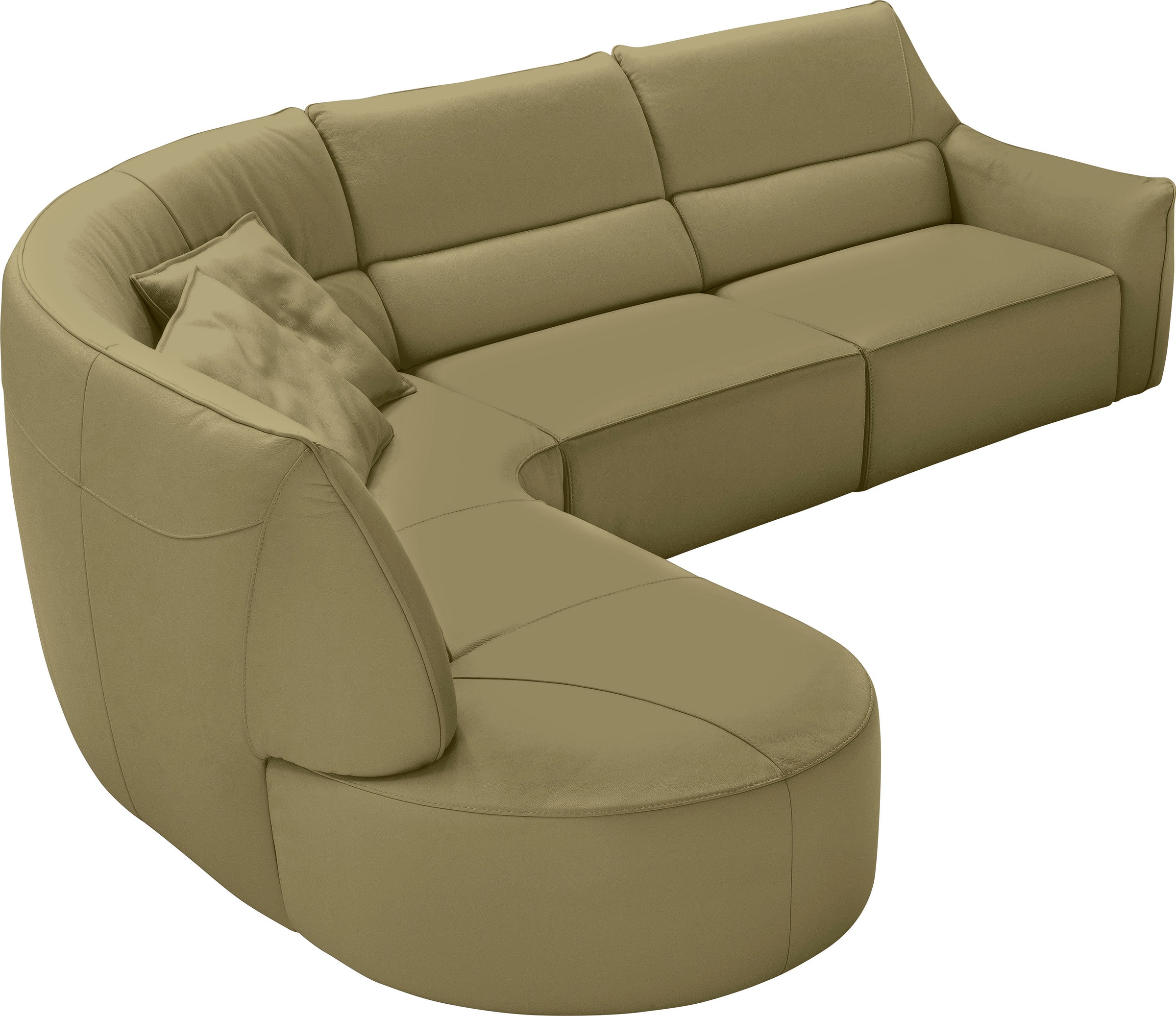Egoitaliano Ecksofa "Puffy, extravagant & edel, Retro Designsofa, hoher Sitzkomfort, L-Form" mit Ottomane, wahlweise mit und ohne elektrischer Relaxfunktion