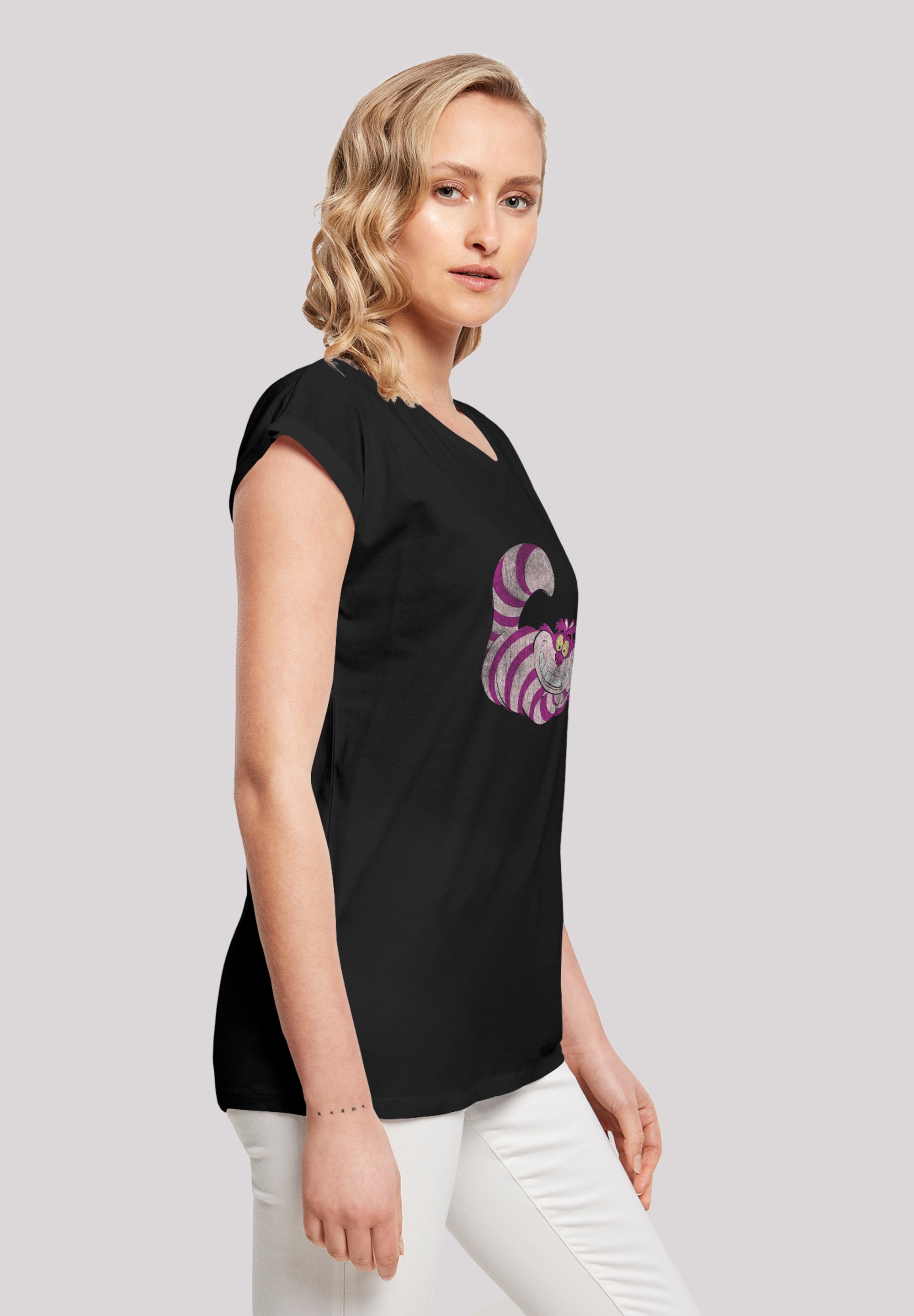 F4NT4STIC T-Shirt »Disney | Cheshire Merch,Regular-Fit,Kurze im Damen,Premium Alice Cat«, BAUR Ärmel,Bedruckt bestellen Wunderland
