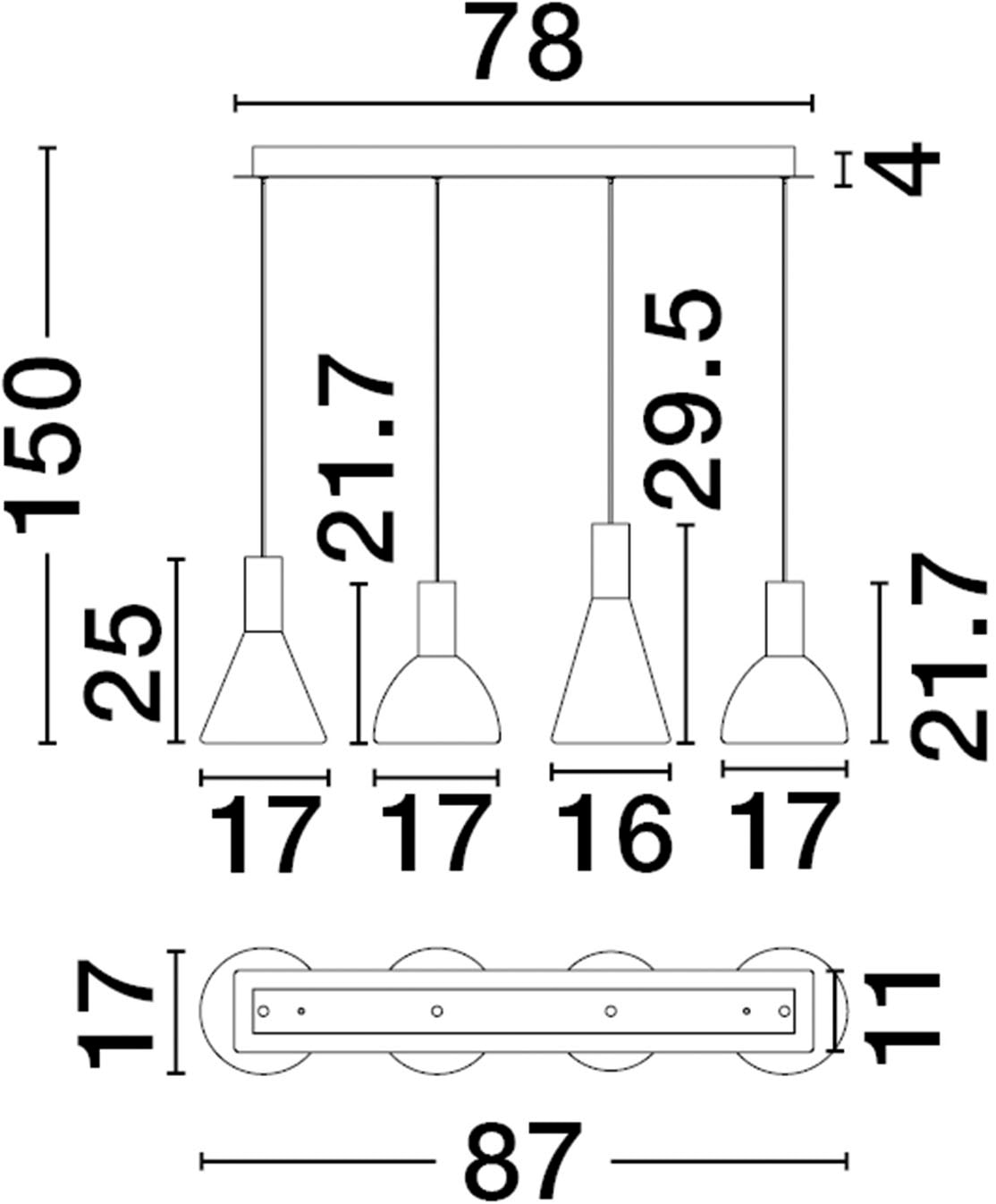 Nova Luce Pendelleuchte »VOI«, 4 flammig