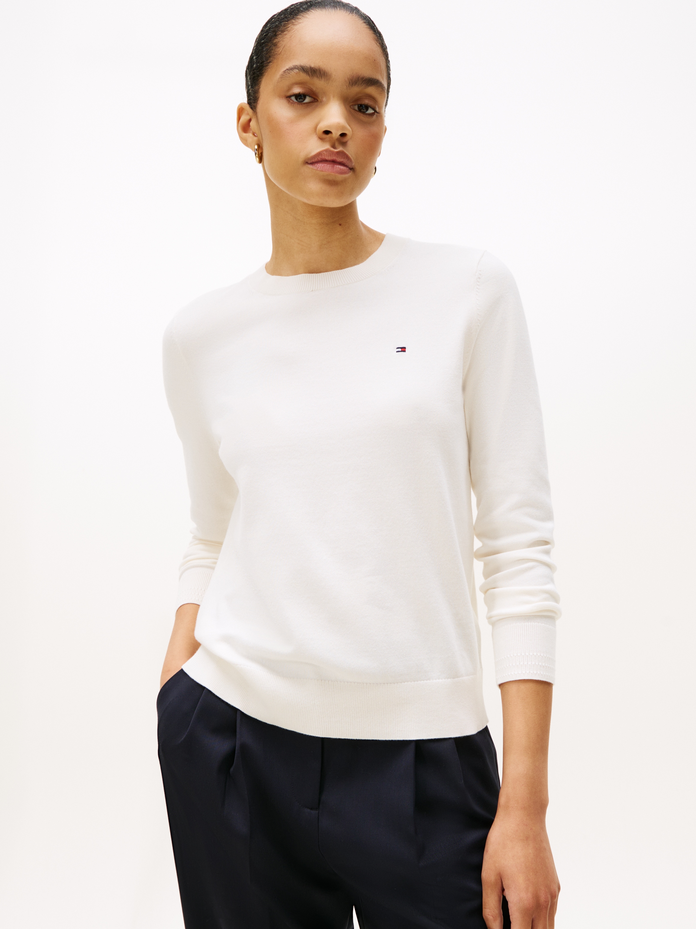 Tommy Hilfiger Rundhalspullover "CO JERSEY STITCH LS C-NK SWT", mit Logosti günstig online kaufen