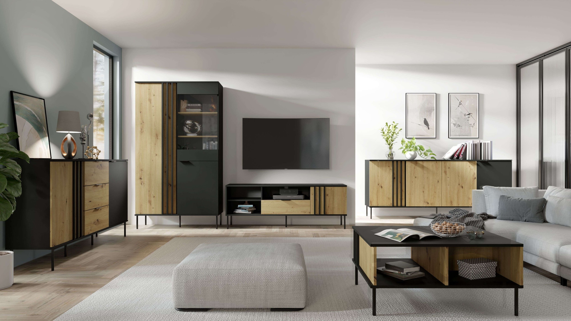 OTTO home Vitrine »AELLOR Vitrineschrank mit/ohne Beleuchtung, verglast, viel Stauraum« Standvitrine/Glasvitrine mit 2 Türen, 8 Einlegeböden, matt Hochschrank