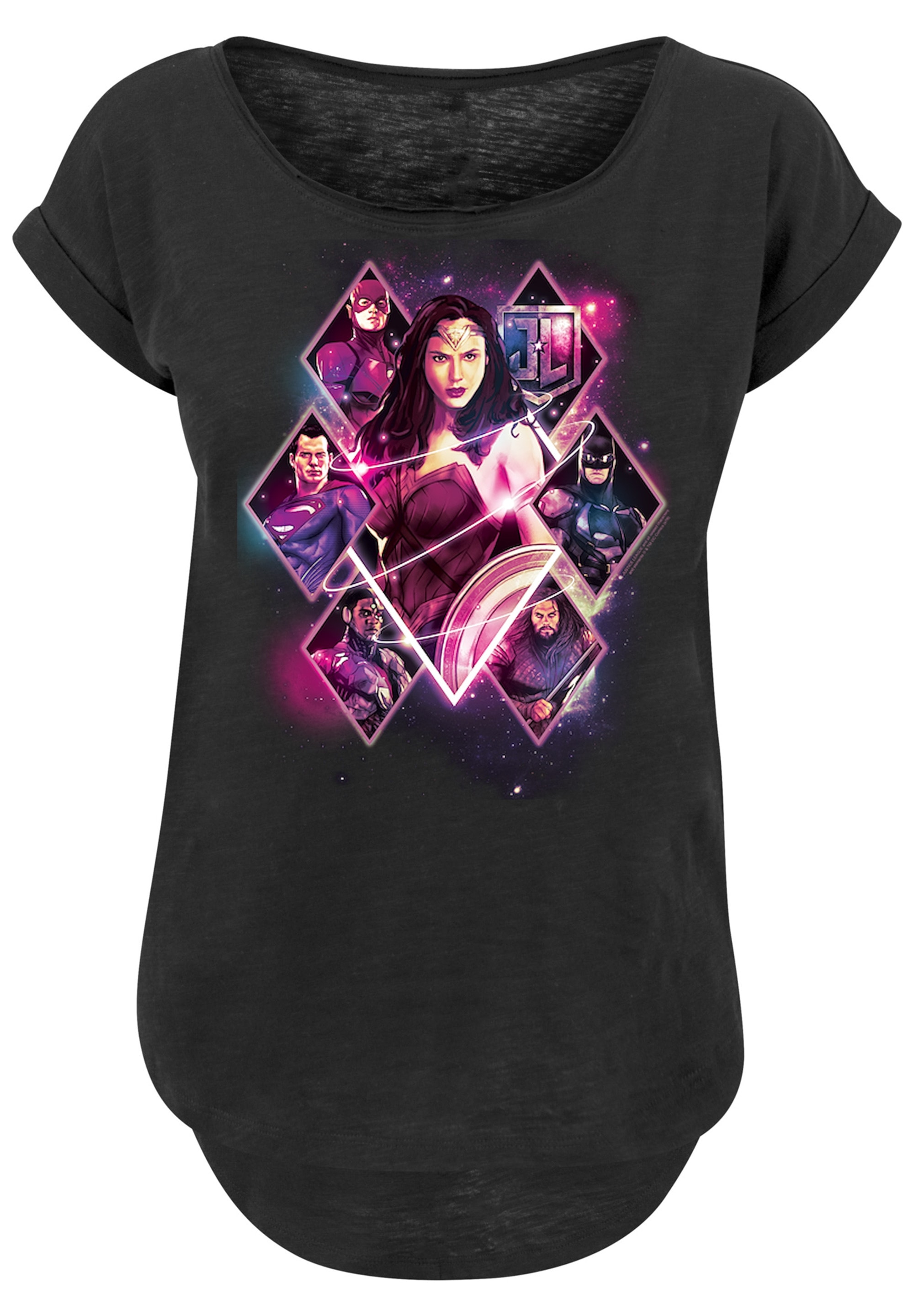 F4NT4STIC T-Shirt »DC Comics Justice League Superhelden«, Damen,Premium Merch,Lang,Longshirt,Bedruckt