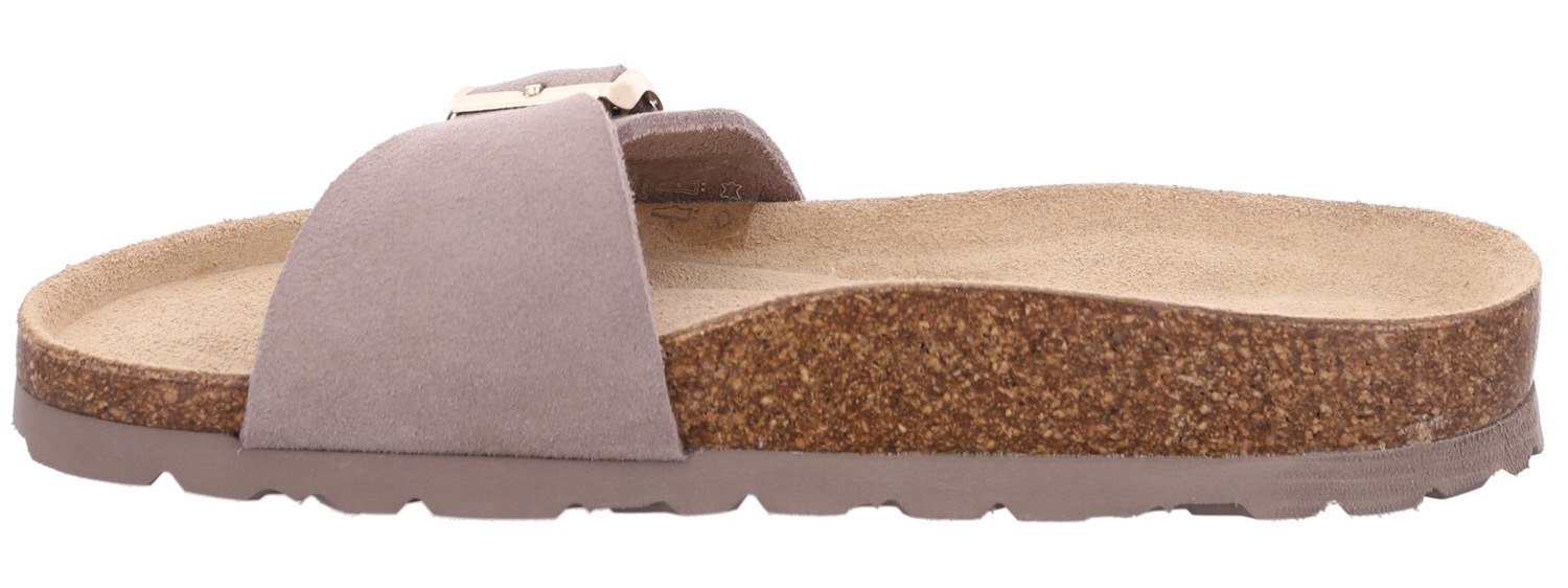 Pantolette ROHDE, Damen, Gr. 37, beige (hellbeige), Veloursleder, Schuhe Pantolette, Sommerschuh, Schlappen mit vorgeformtem Softfußbett 2