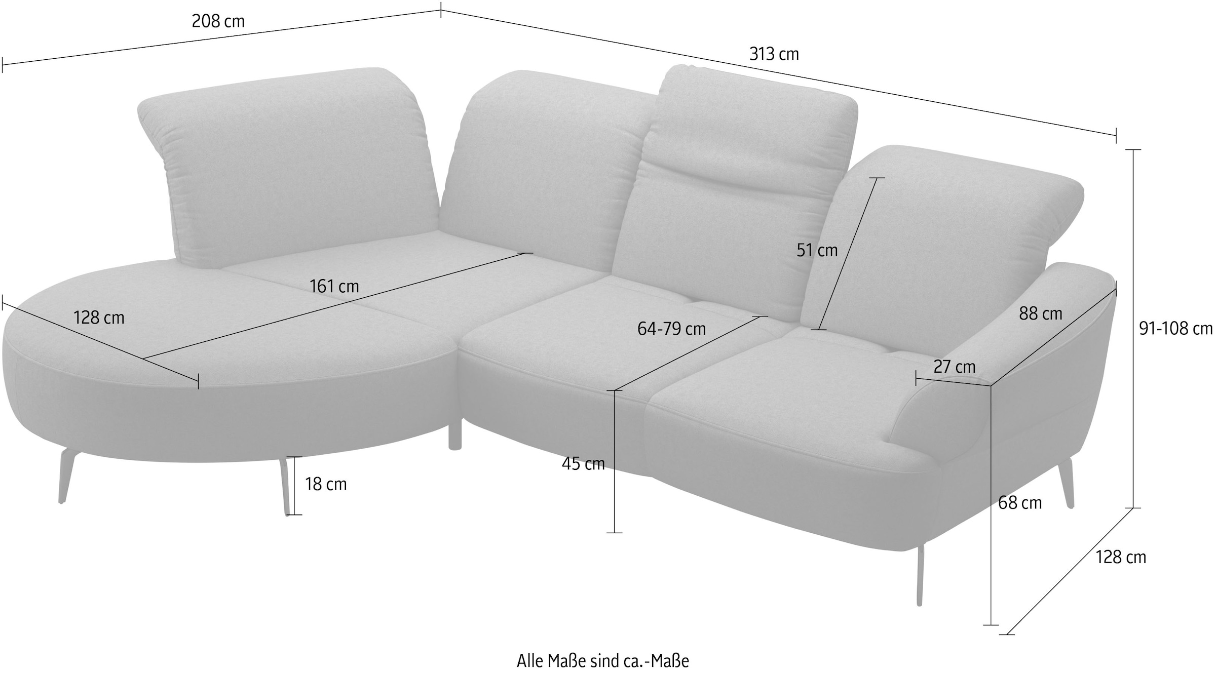sit&more Ecksofa »Dance«, inkl.System Click&Seat und Sitztiefenverstellung