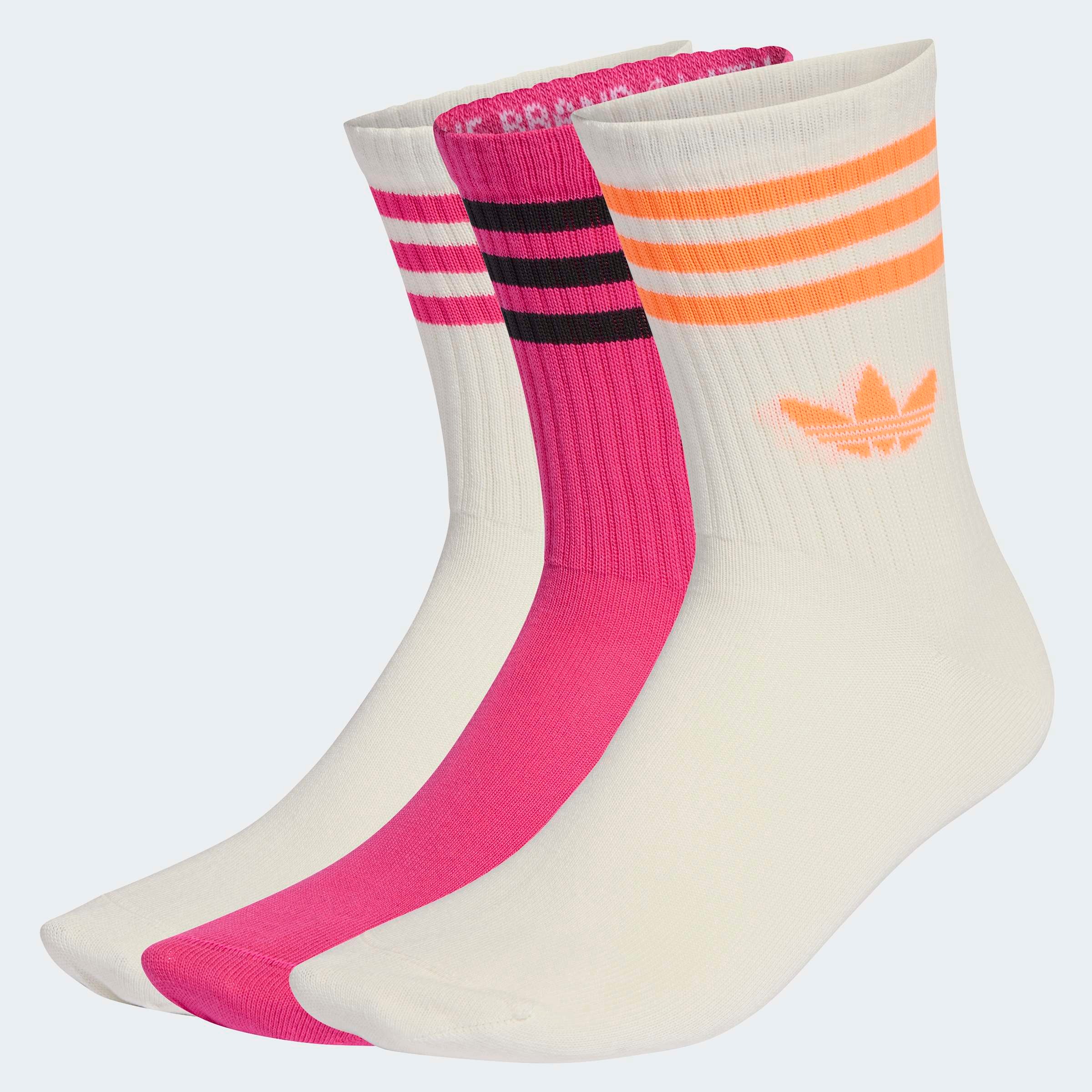 Herren Sportsocken "3S CREW S 3P", ADIDAS ORIGINALS, Gr. Ssanftes weiß, shock pink, sanftes weiß, Obermaterial: 49% Baumwolle, 48% Polyester, 2%