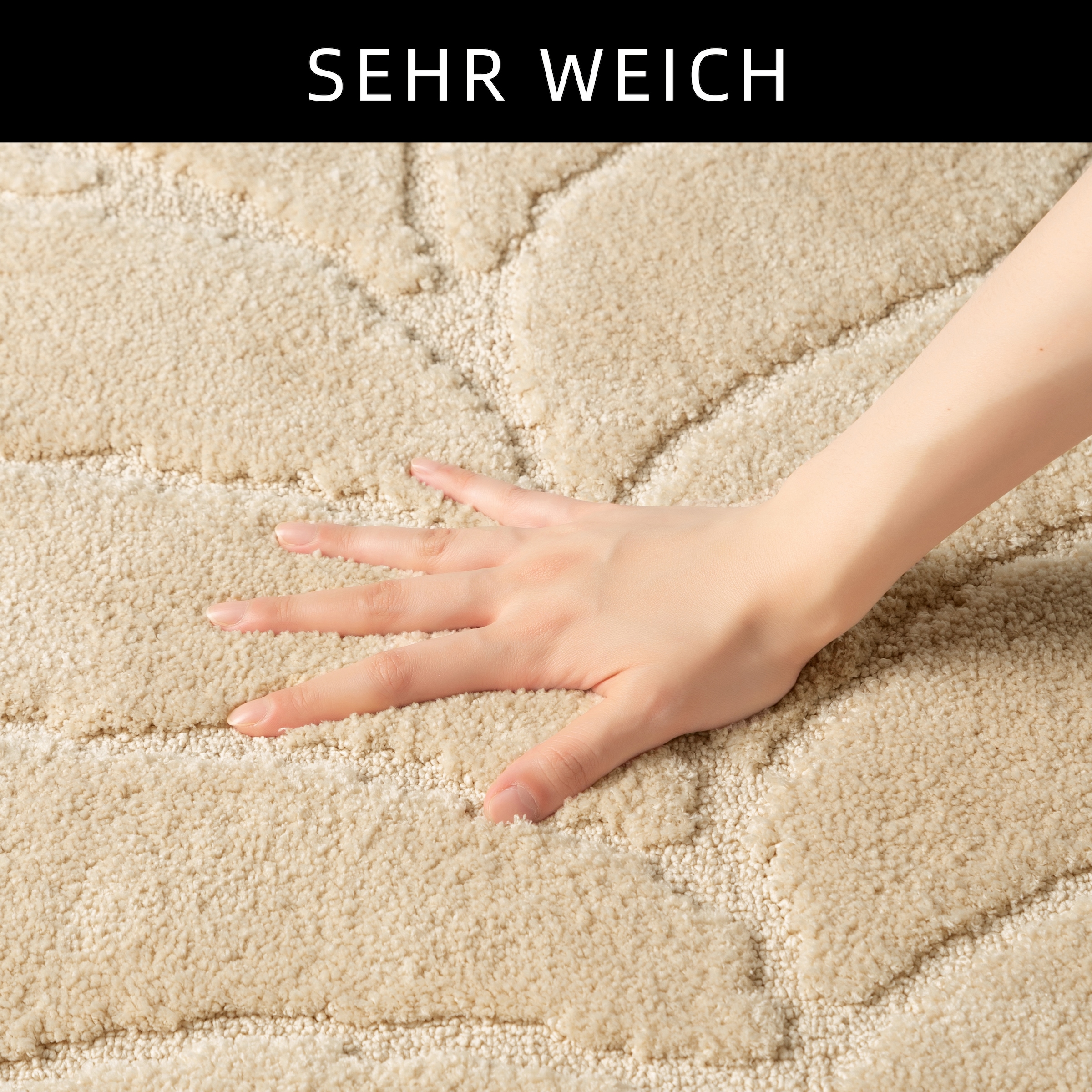 my home Badematte »Epense, Badvorleger, Badezimmer Teppich, Duschvorleger«, fußbodenheizungsgeeignet-schnell trocknend, Badteppich, Uni Farben, Blätter, Hoch-Tief Effekt