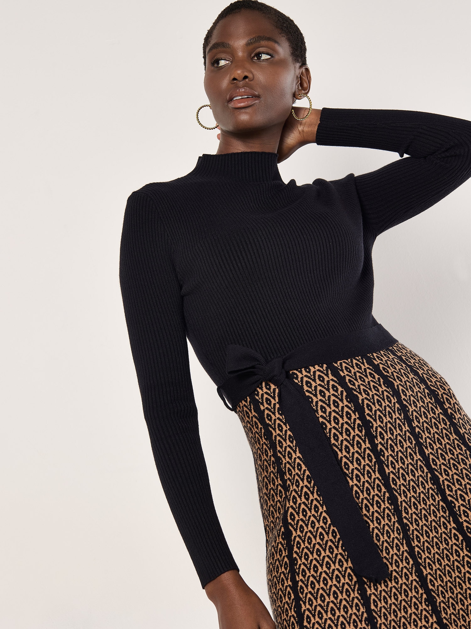 Apricot Minikleid »Fit and flare Kleid« mit Bindeband, 2 tlg. mit Taillenbindeband