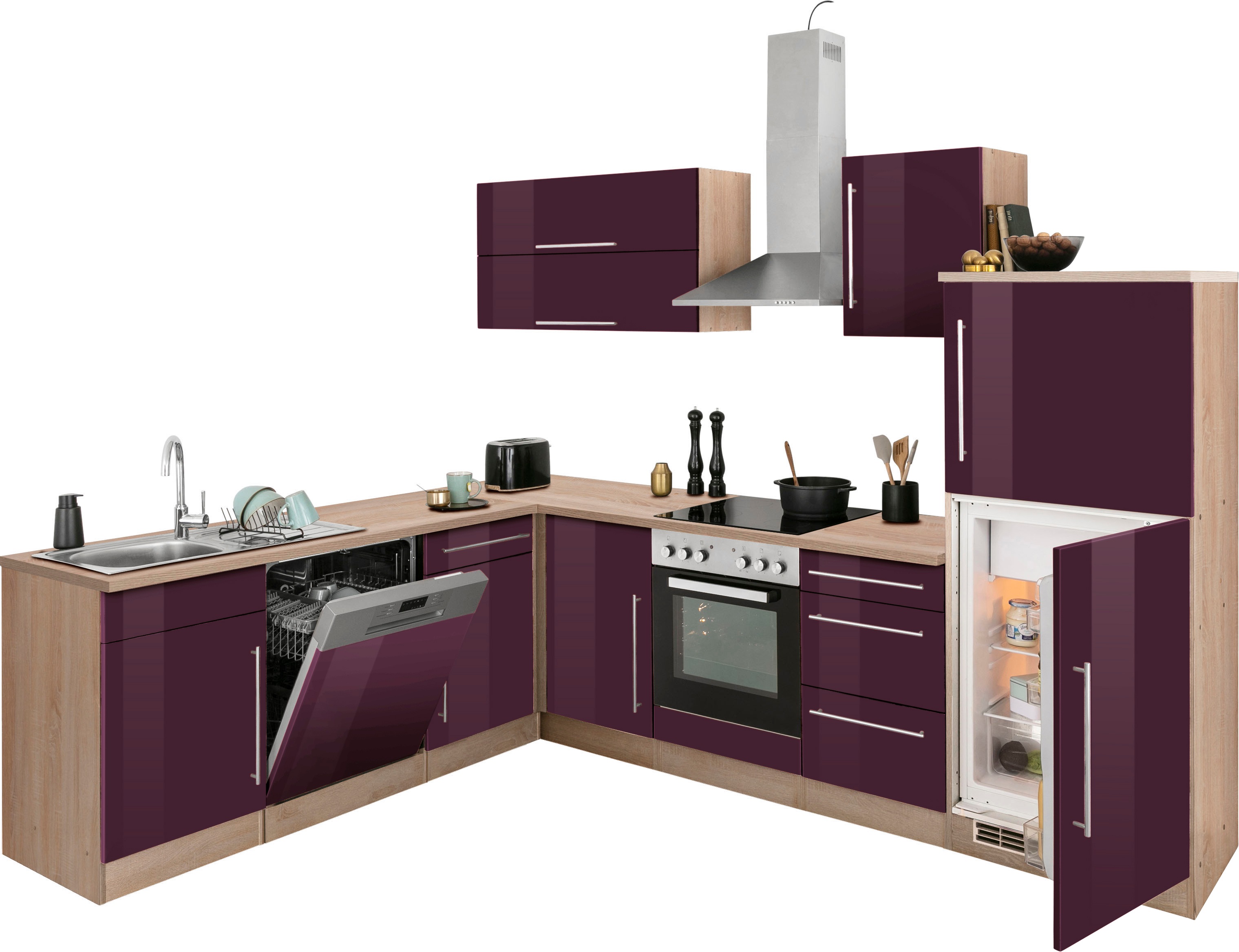 Thumbnail - KOCHSTATION Winkelküche "KS-Samos" Stellbreite 280x220 cm, wahlweise mit E-Geräten, mit Arbeitsplatte