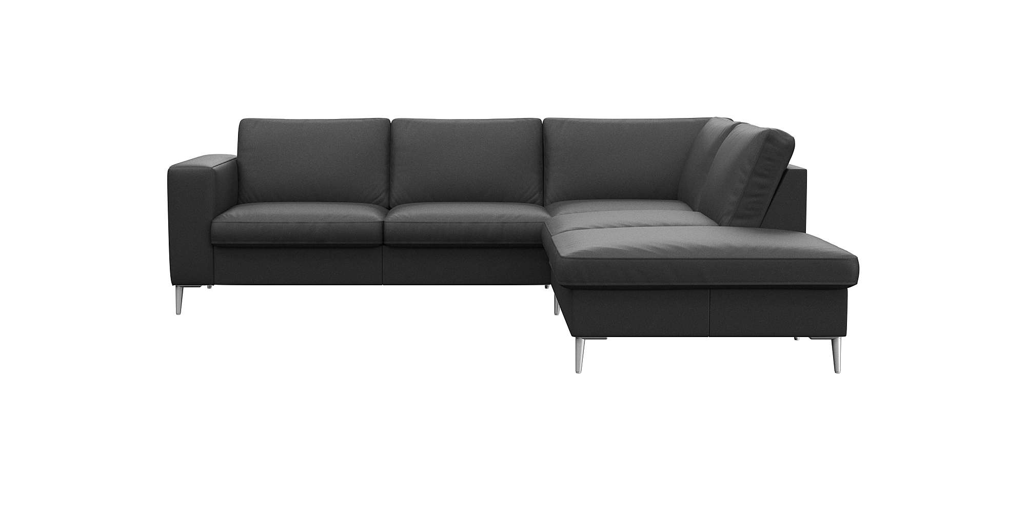 FLEXLUX Ecksofa "Fiore, L-Form" breite Armlehnen, Füße alufarben, B/T 241/225 cm, Kaltschaum im Sitz