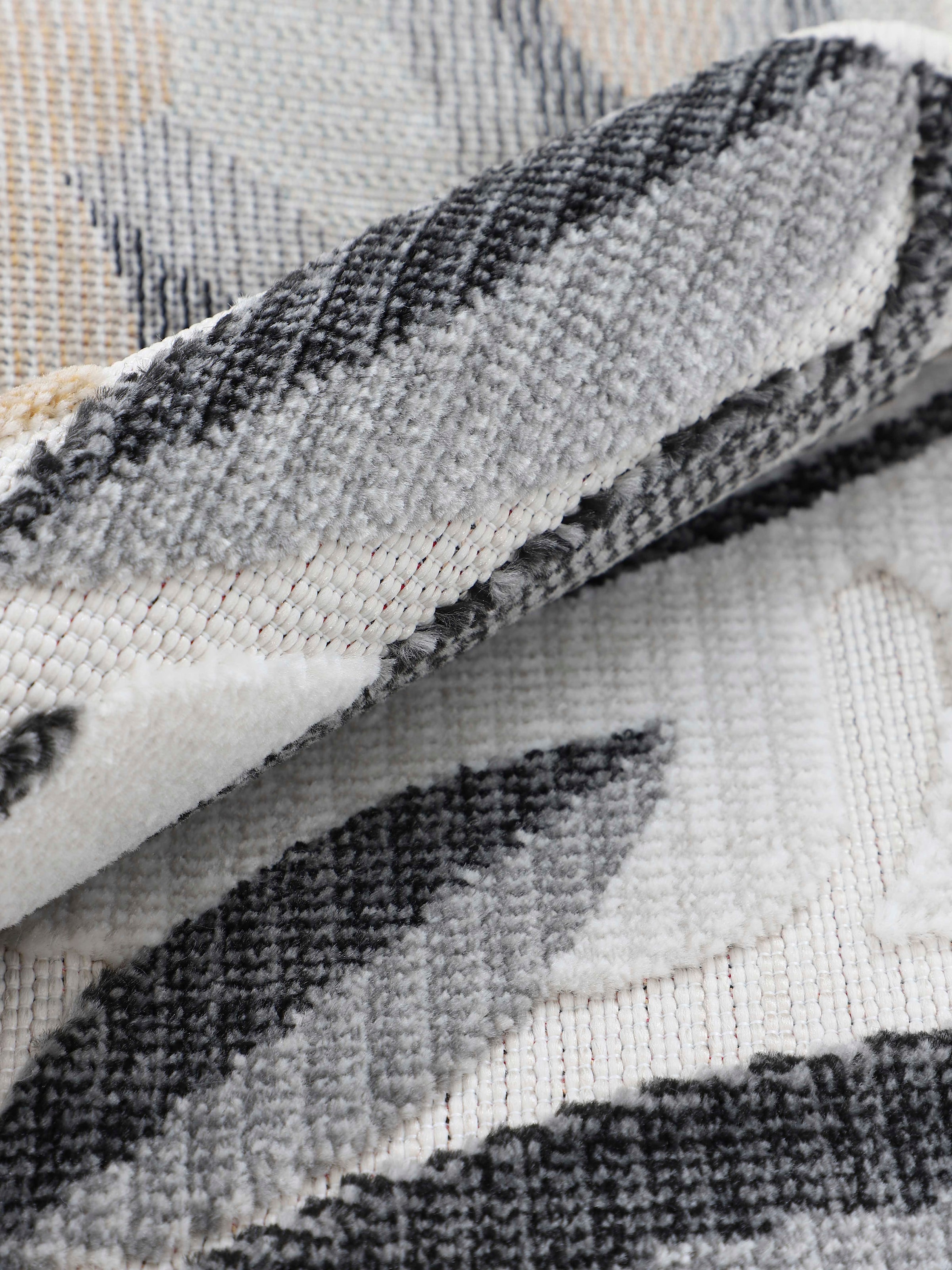 carpetfine Teppich »Deja 102«, rechteckig, 4 mm Höhe, robustes Flachgewebe, Motiv- Floral Palmenblätter, Hoch-Tief Effekt