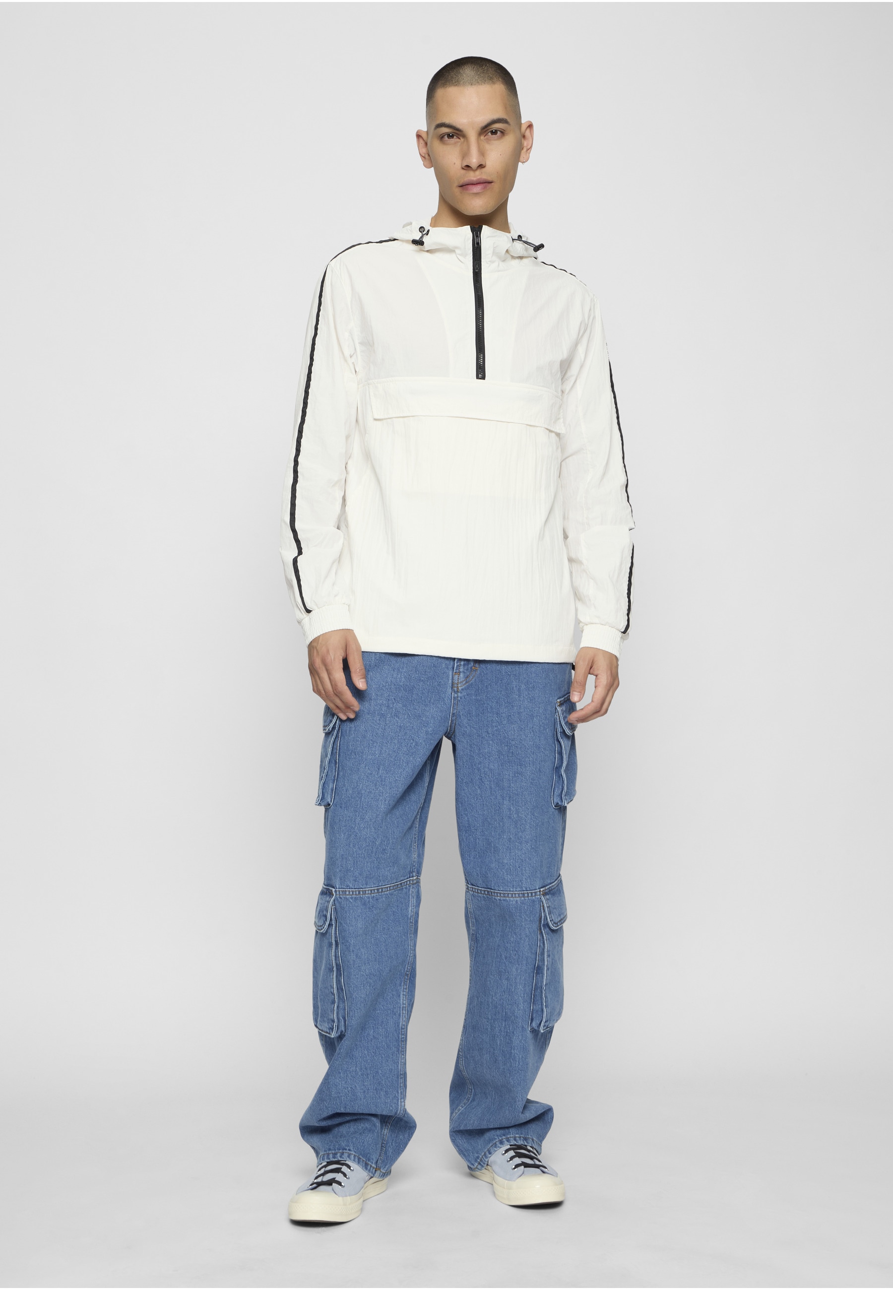 URBAN CLASSICS Windbreaker »Urban Classics Herren Crinkle Nylon Pull Over Jacket« 1 Stk. tlg. mit Kapuze