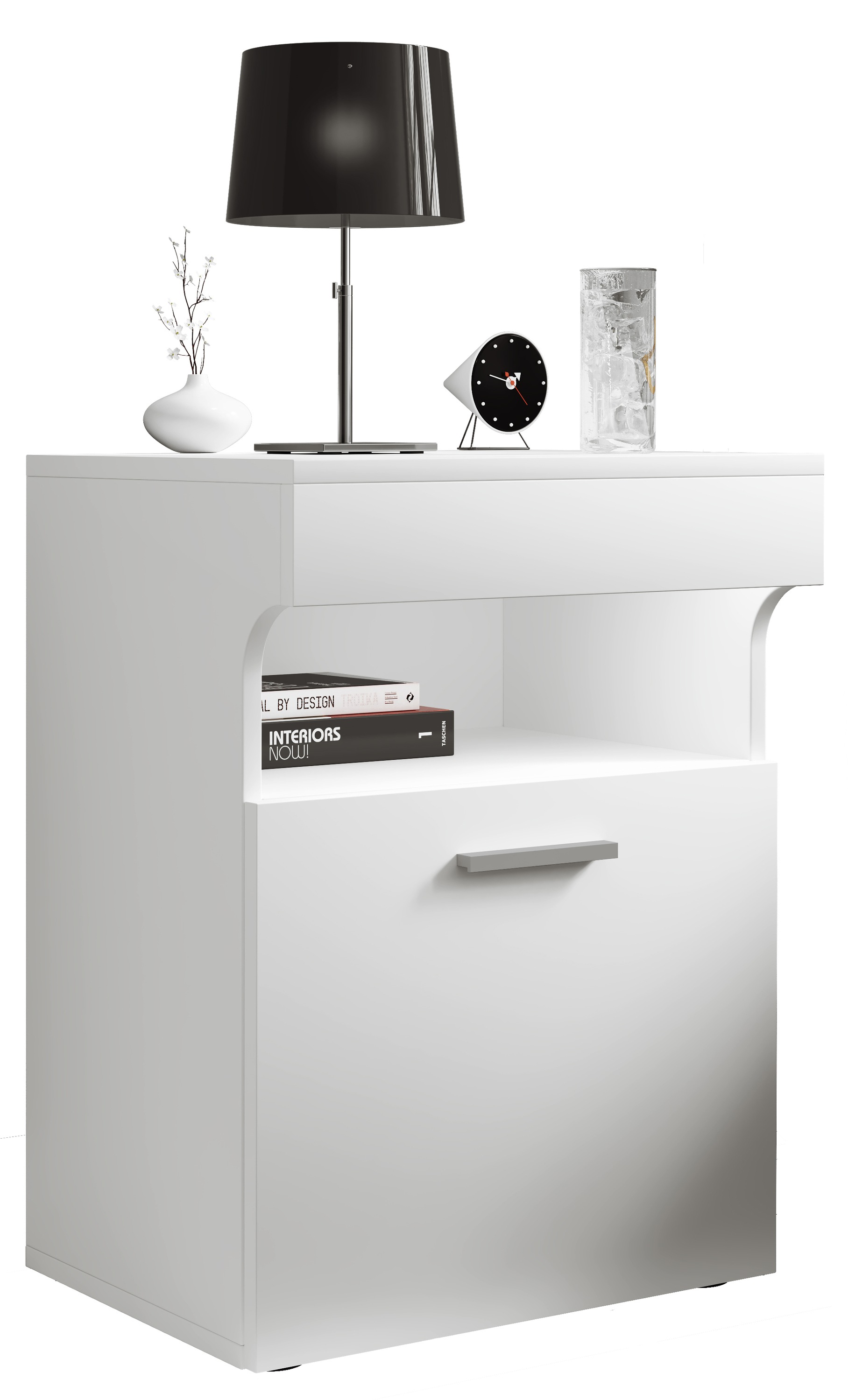 Nachttisch VCMweiß, Schlafzimmer, Sideboards, "Holz Nachttisch Nachtschrank Schublade Slepal M"