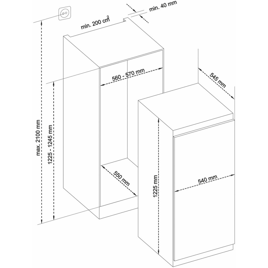 Sharp Einbaukühlschrank »SJ-LE204M0X-EU«, SJ-LE204M0X-EU, 122,5 cm hoch, 54 cm breit