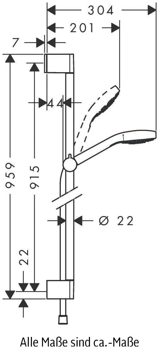 hansgrohe Brausegarnitur »Croma Select S«, (Komplett-Set), 11cm, mit Duschstange 90cm, Weiß/chrom