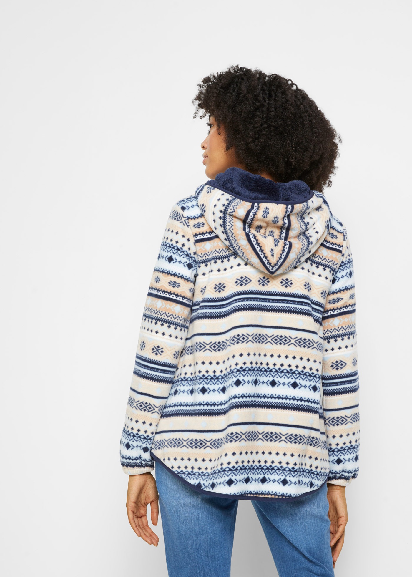 bonprix Fleecejacke "Kapuzen-Fleecejacke mit Norweger-Muster" mit Kapuze Ka günstig online kaufen