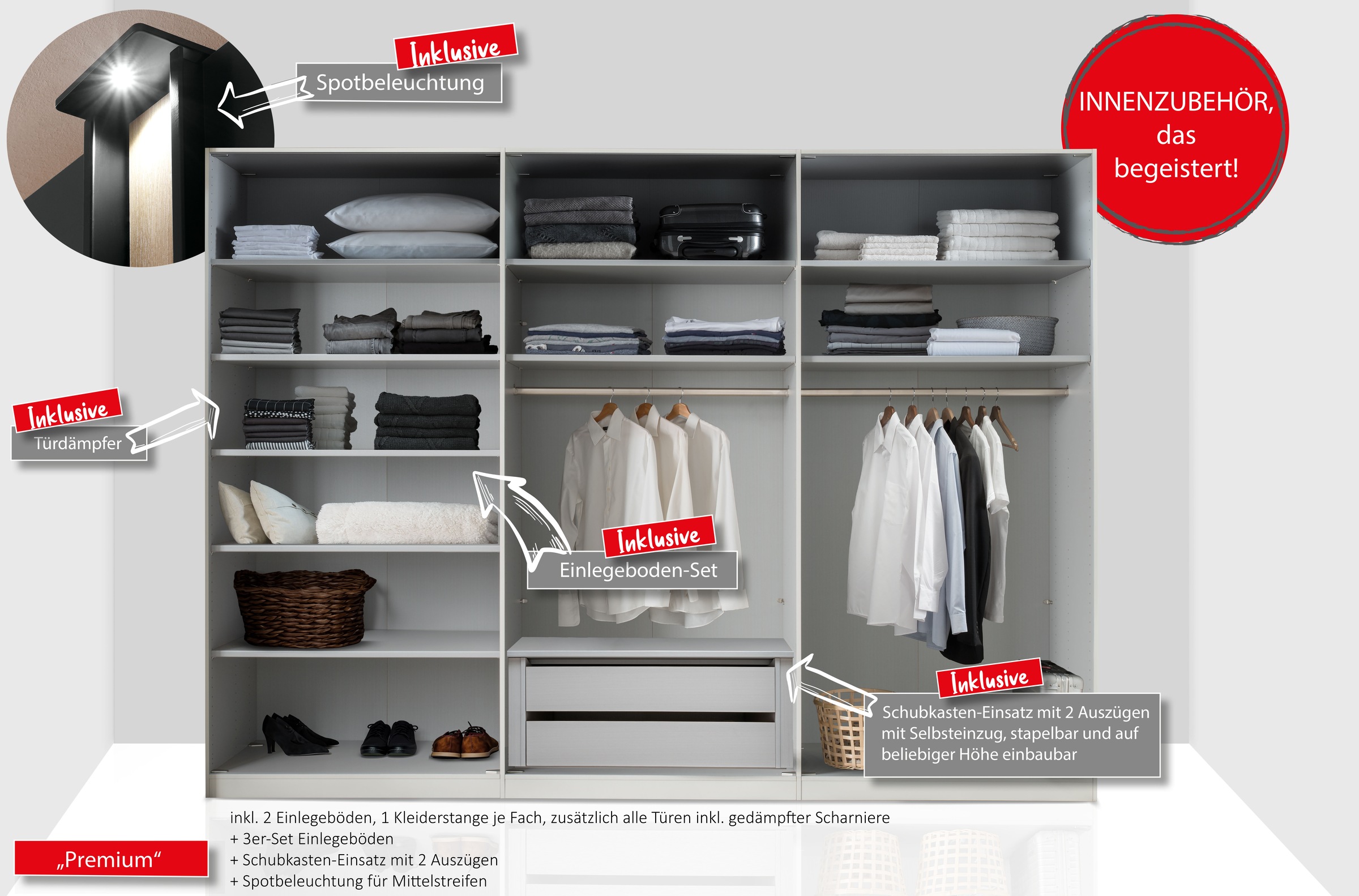 Thumbnail - WIEMANN Kleiderschrank "Lagos" in 4 Breiten und mit 3 verschiedenen Ausstattungspaketen erhältlich, inkl. Türendämpfung