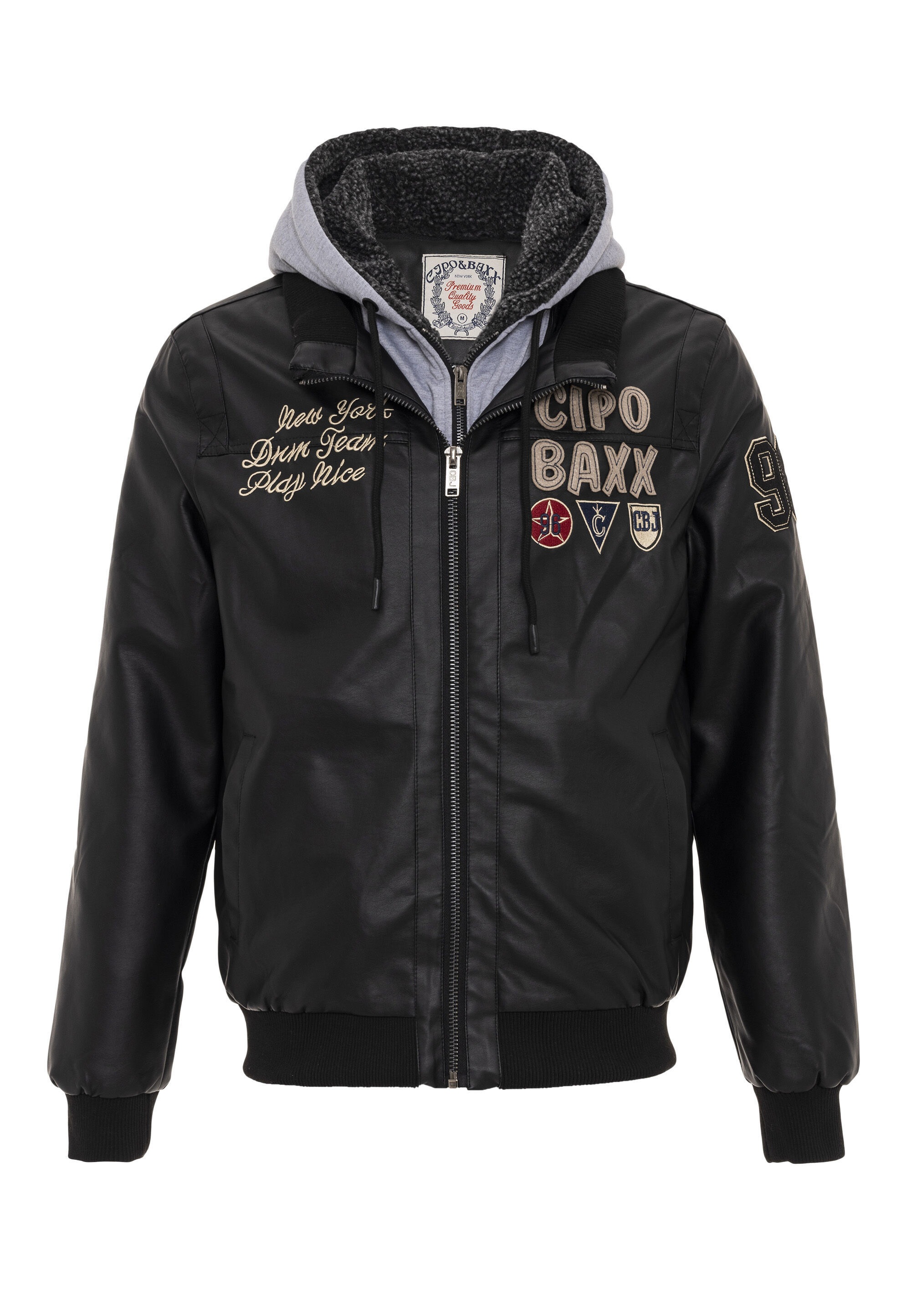 Cipo & Baxx Lederimitatjacke »Jacke«, mit Kapuze, mit herausnehmbarer Innenjacke