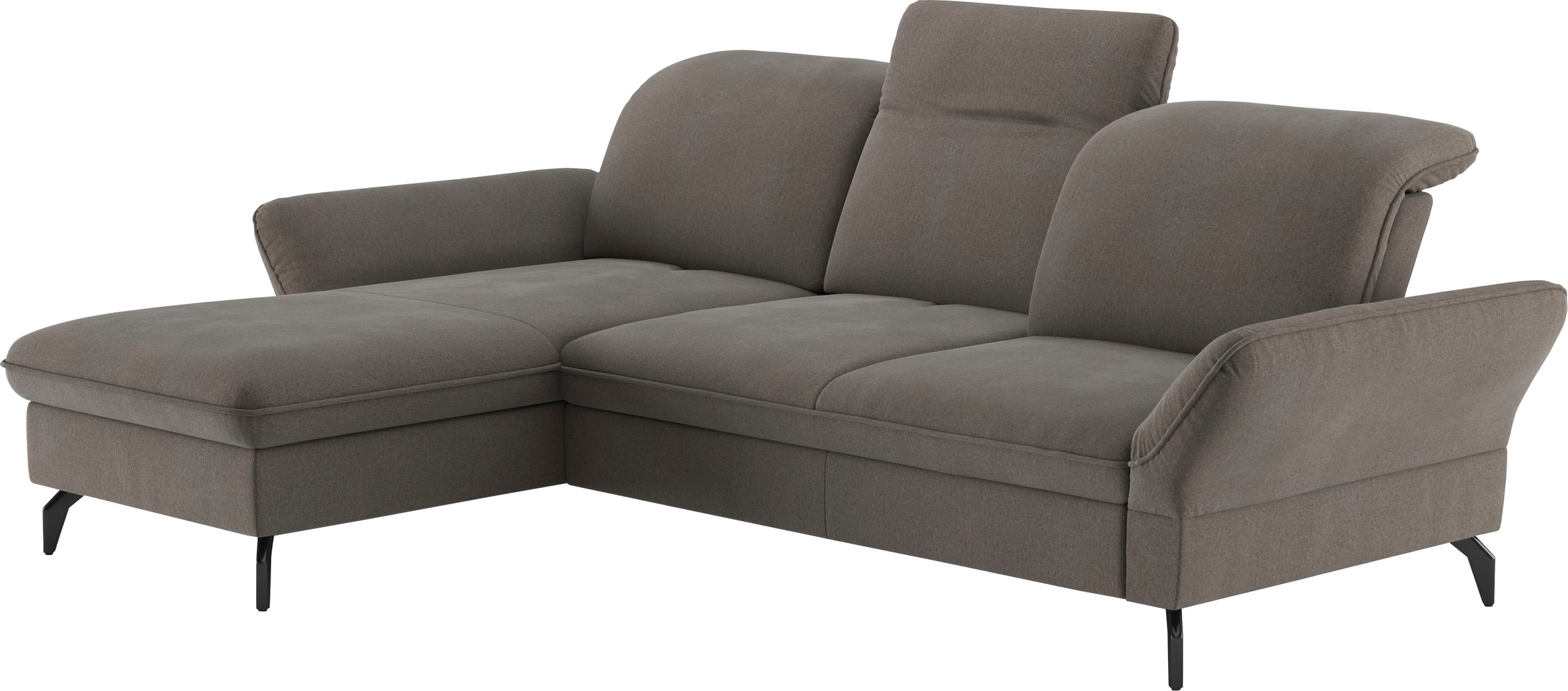 Ecksofa SIT & MORE "Leandro L-Form", braun (schlamm), B:267cm H:88cm T:200cm, 100% Polyester, Sofas, Ecksofa, Wahlweise mit Bett-, Kopfteil - und Armlehnfunktion, sowie Bettkasten 8