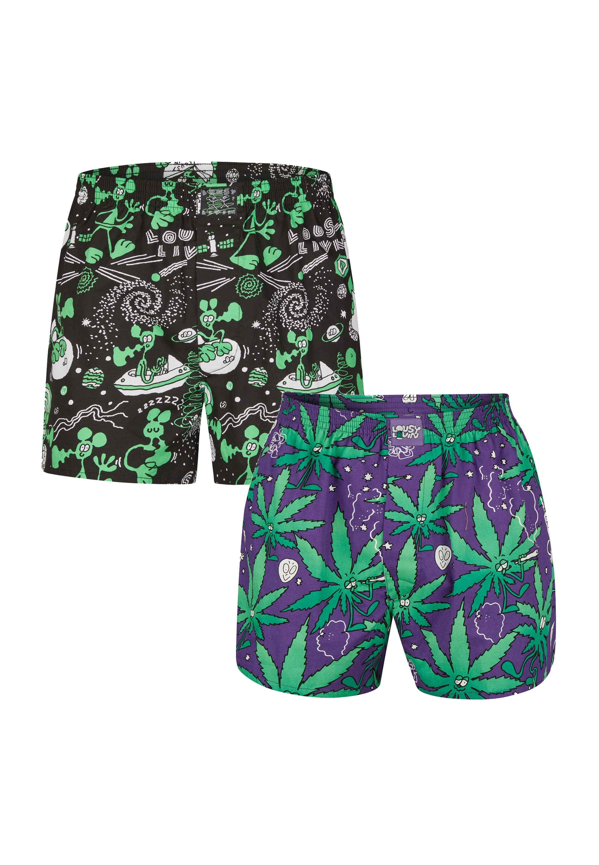 Lousy Livin Boxershorts »OuterSpace« 2er-Pack mit funktionalem Eingriff mit Knopf
